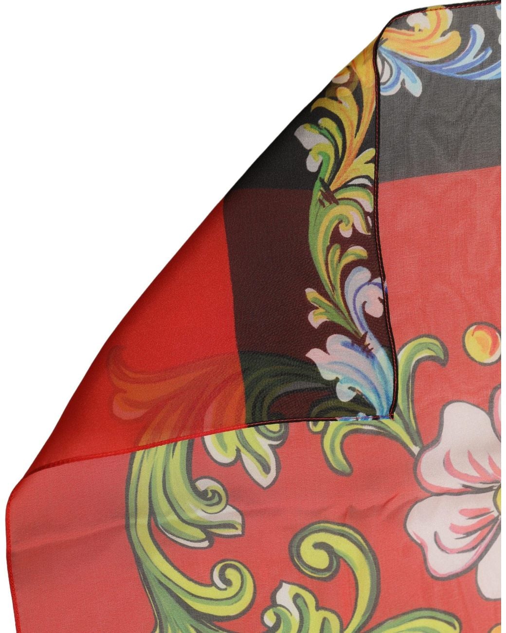 Dolce & Gabbana Red Multicolor Floral Silk Shawl Stole Scarf