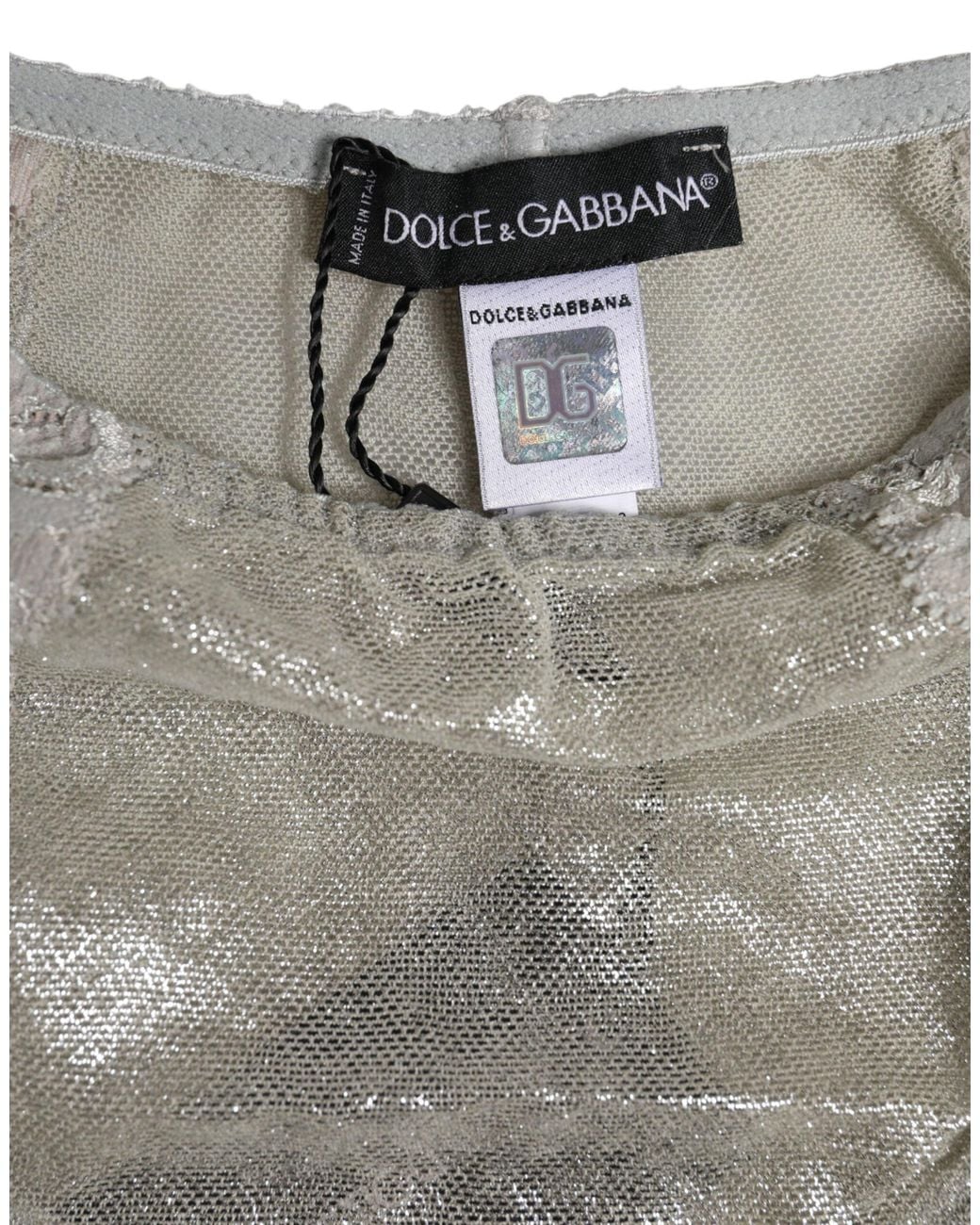 Dolce & Gabbana Gray Cotton Floral Lace High Waist Panty Underwear for men