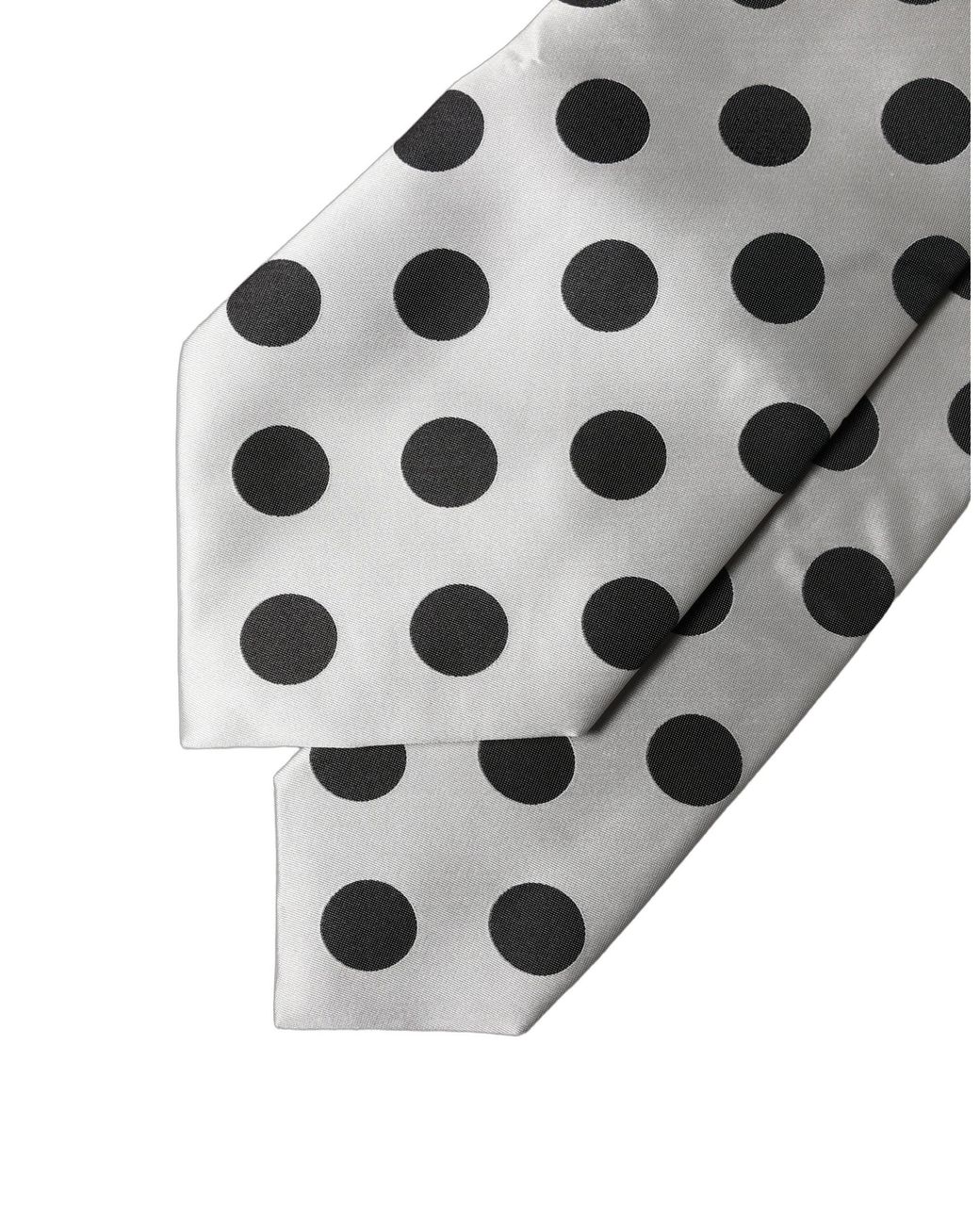 Dolce & Gabbana White Dolce & Gabbana Polka Dot Silk Necktie
