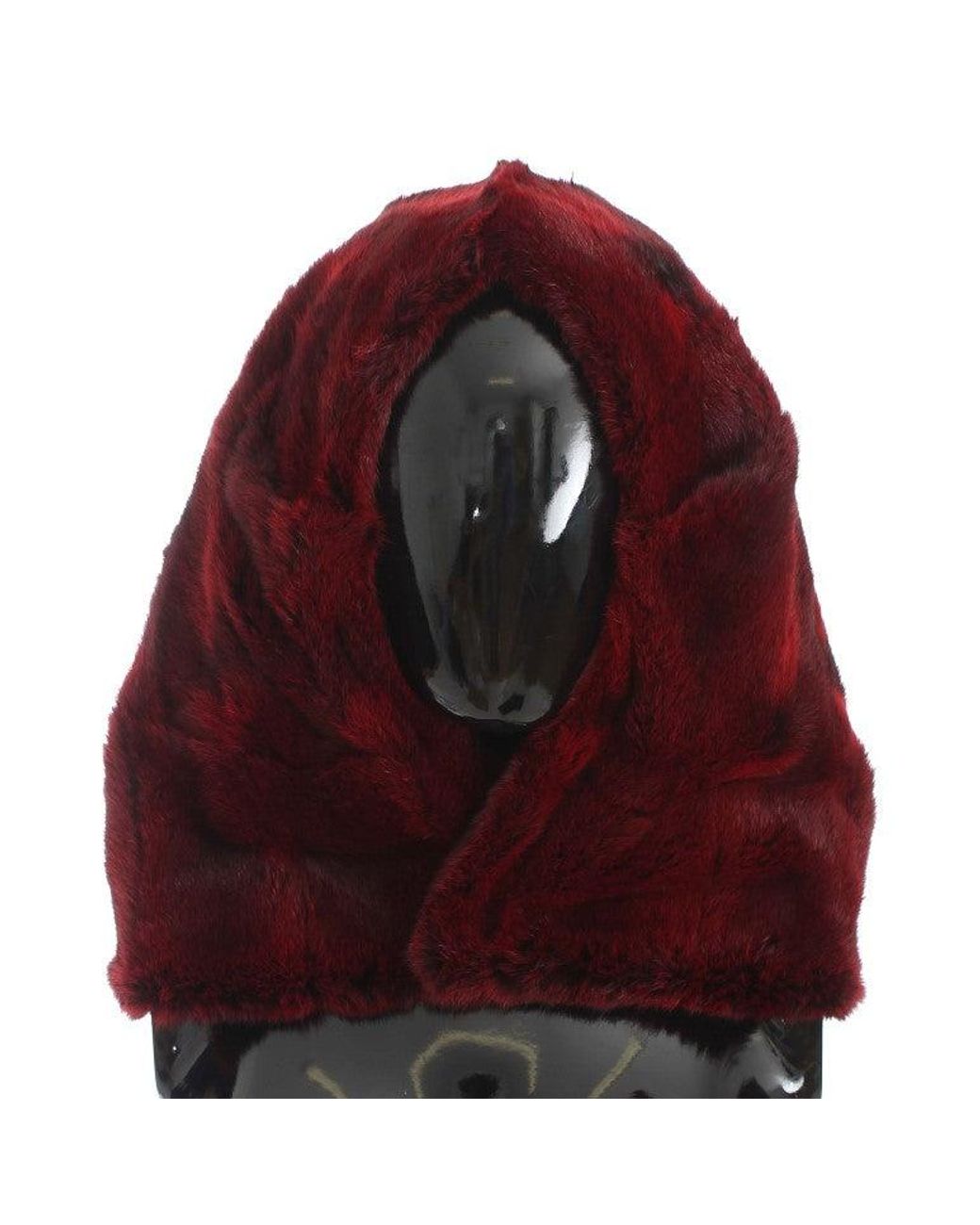 Dolce & Gabbana Red Hamster Fur Crochet Hood Scarf Hat