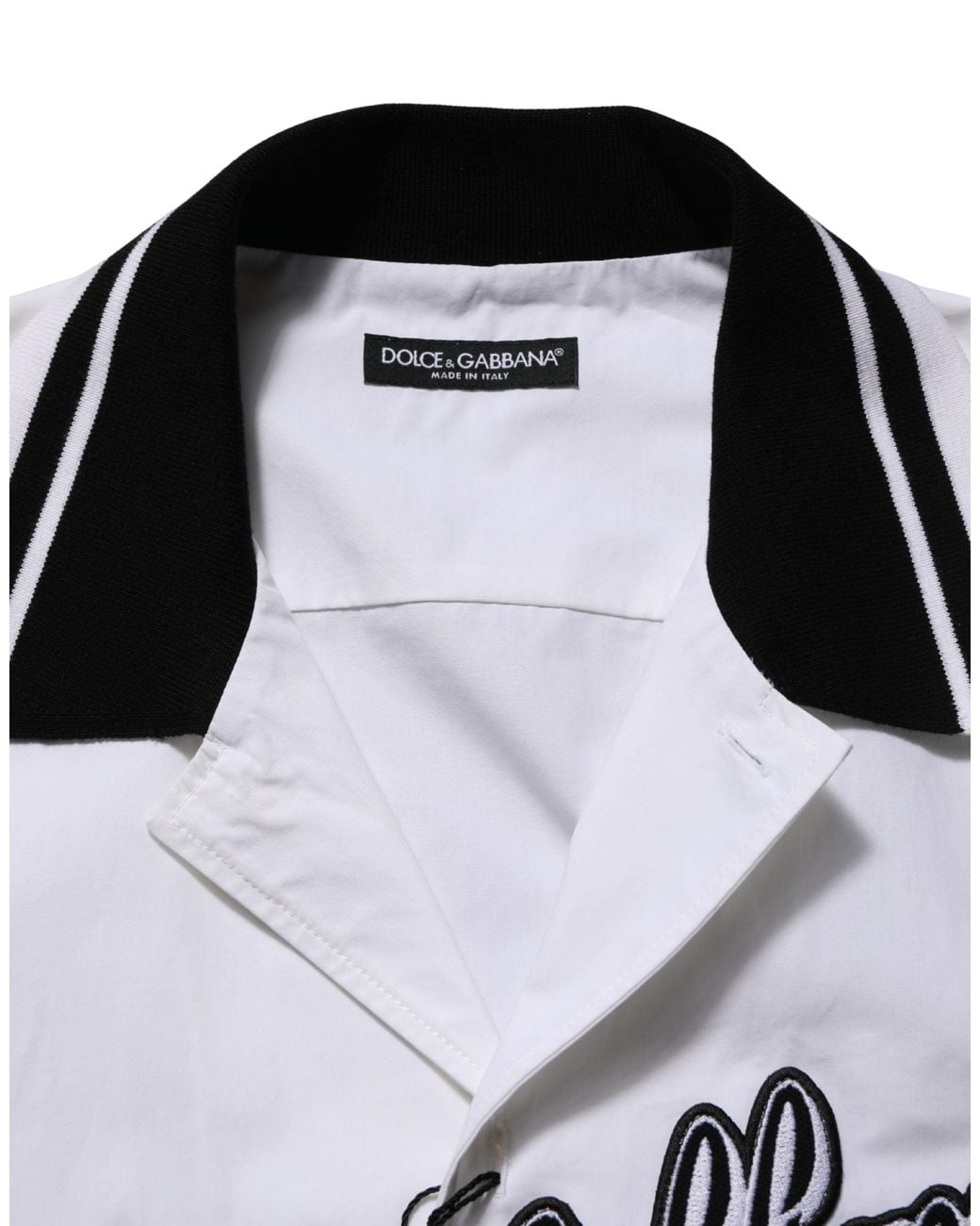 Dolce & Gabbana White Logopatch Cotton Baseball Casual Shirt for men