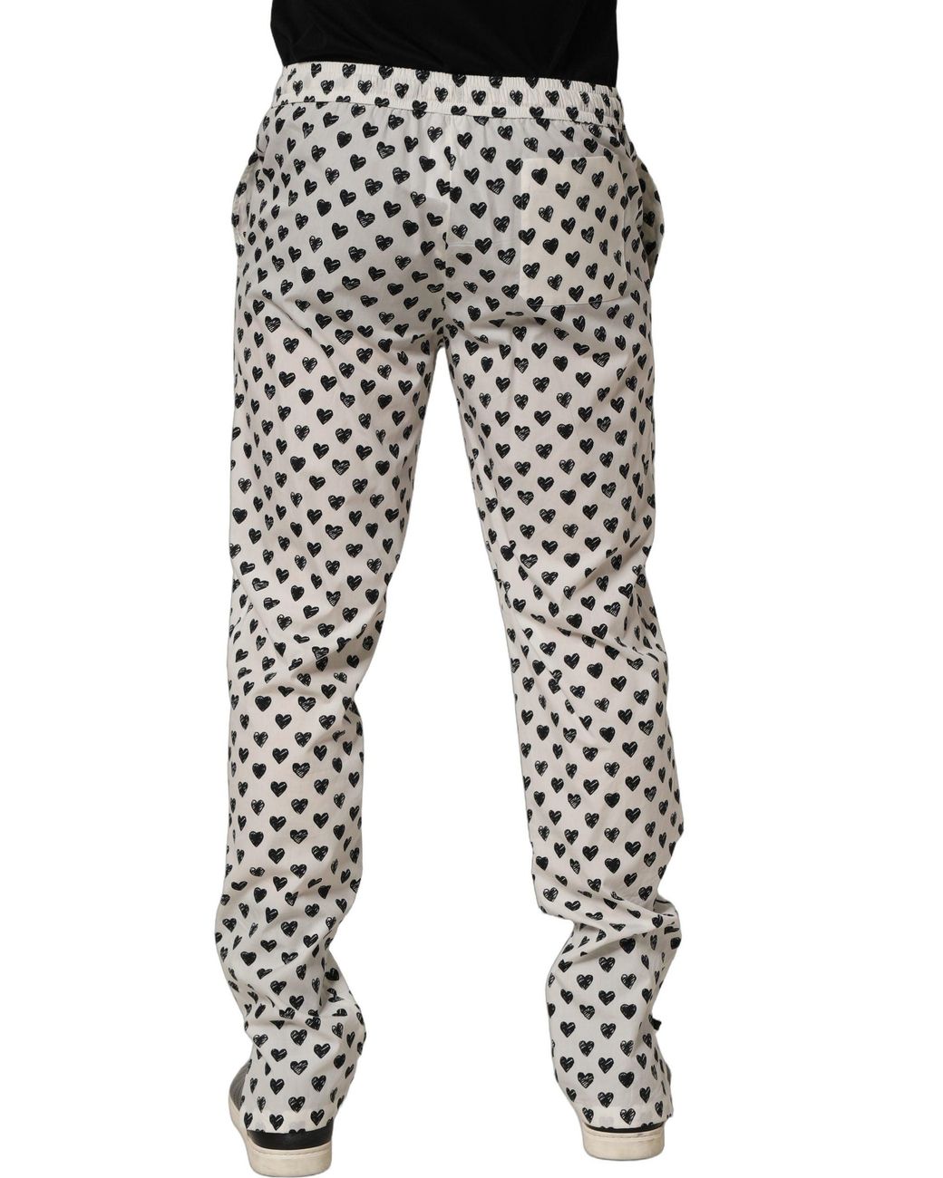 Dolce & Gabbana Multicolor White Graphic Heart Print Men Trousers Pants for men
