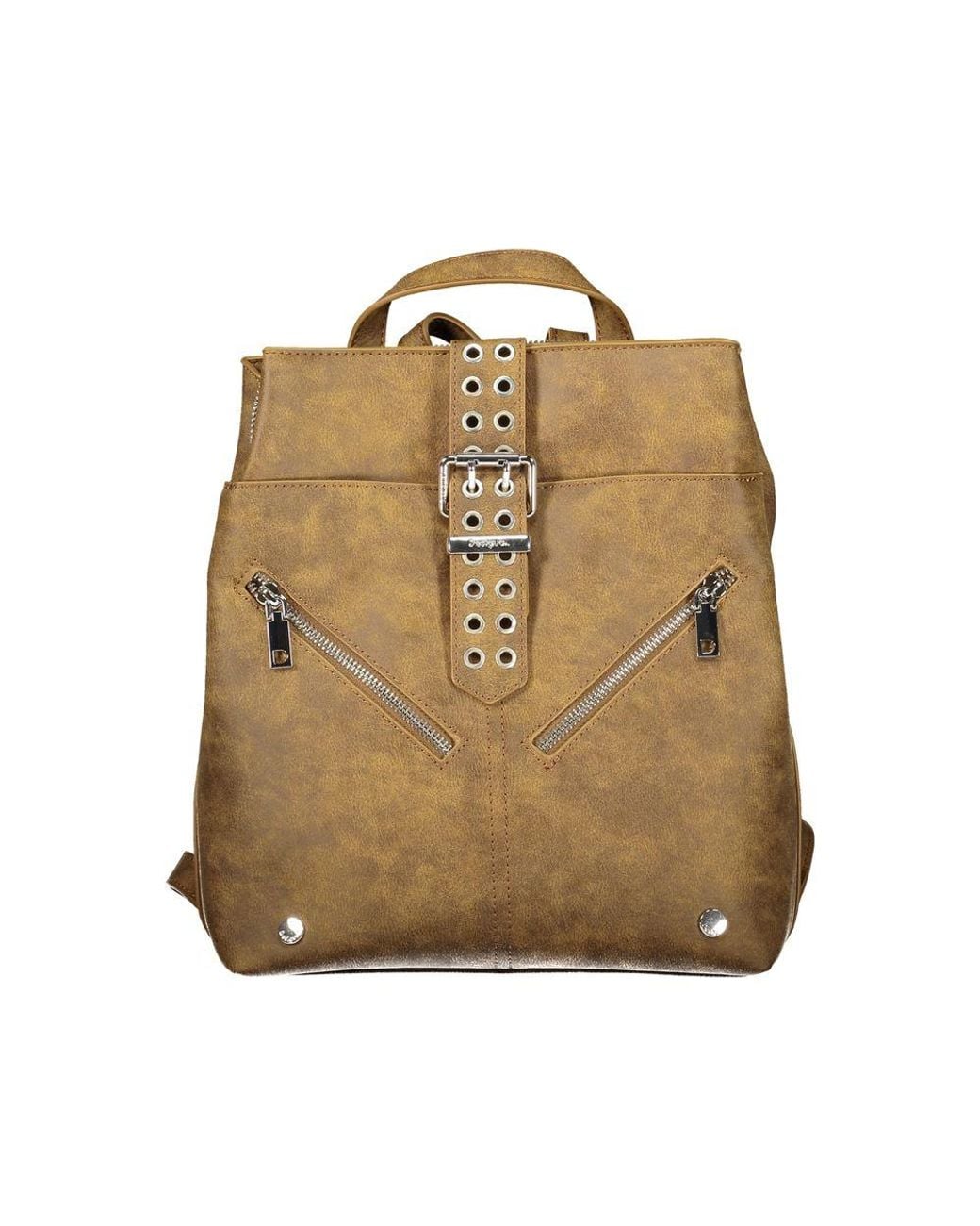 Desigual Natural Brown Polyurethane 's Backpack For Trendy Adventures