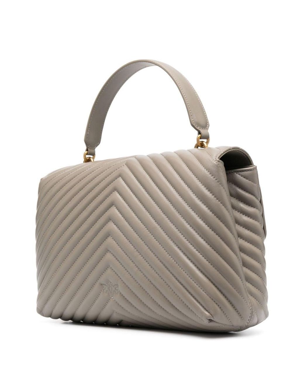 Pinko Gray Love Birds Plaque Shoulder Bag