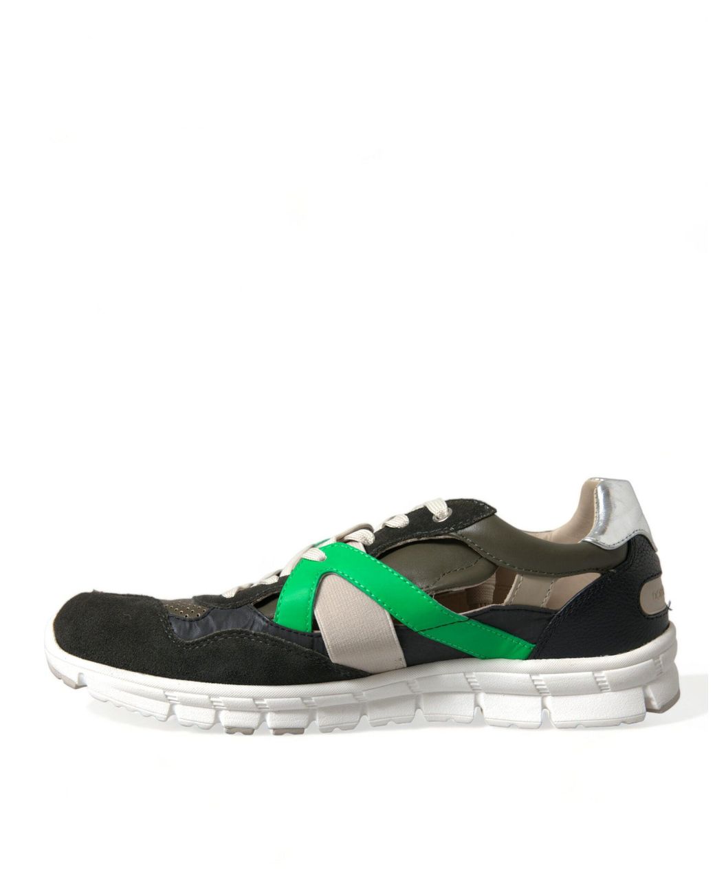 Dolce & Gabbana Green Multicolor Leather Suede Low Top Sneakers Shoes for men