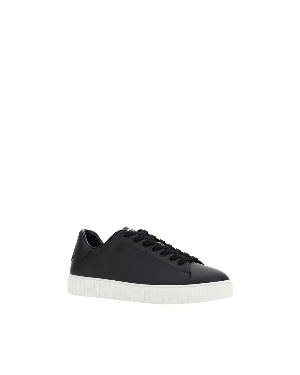 Versace Blue Black Calf Leather Bos Taurus Low Top Sneakers for men