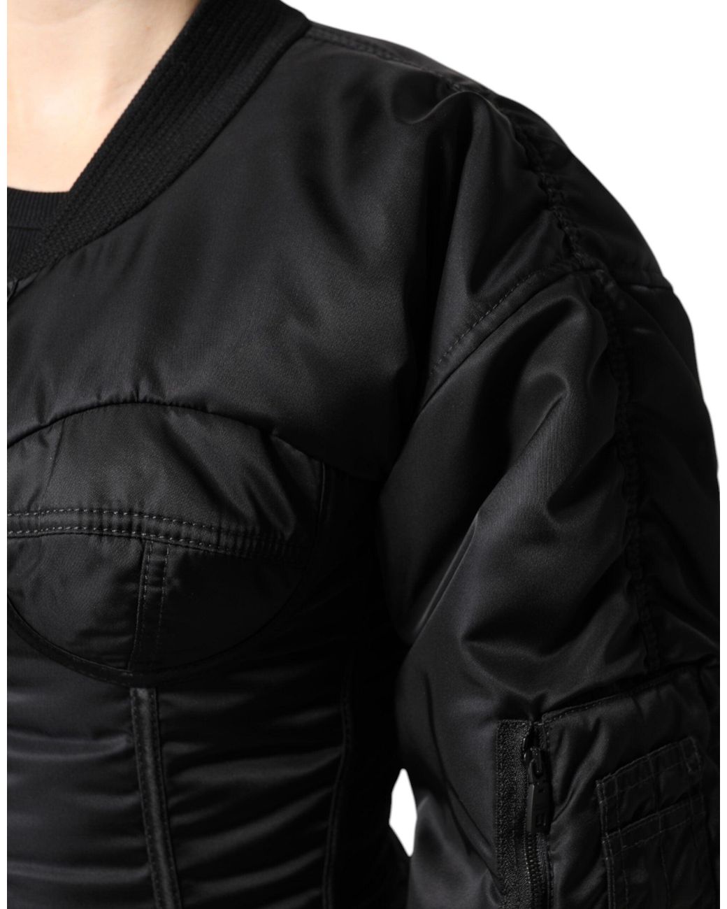 Dolce & Gabbana Black Nylon Full Zip Bustier Corset Jacket for men