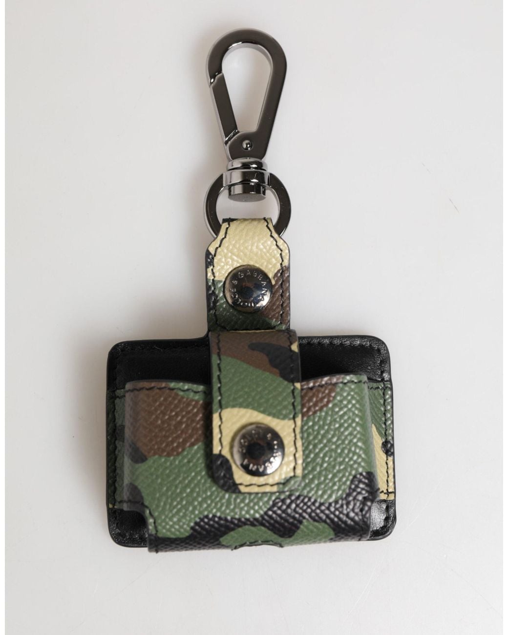 Dolce & Gabbana Multicolor Camouflage Leather Metal Accessory Airpods Case for men