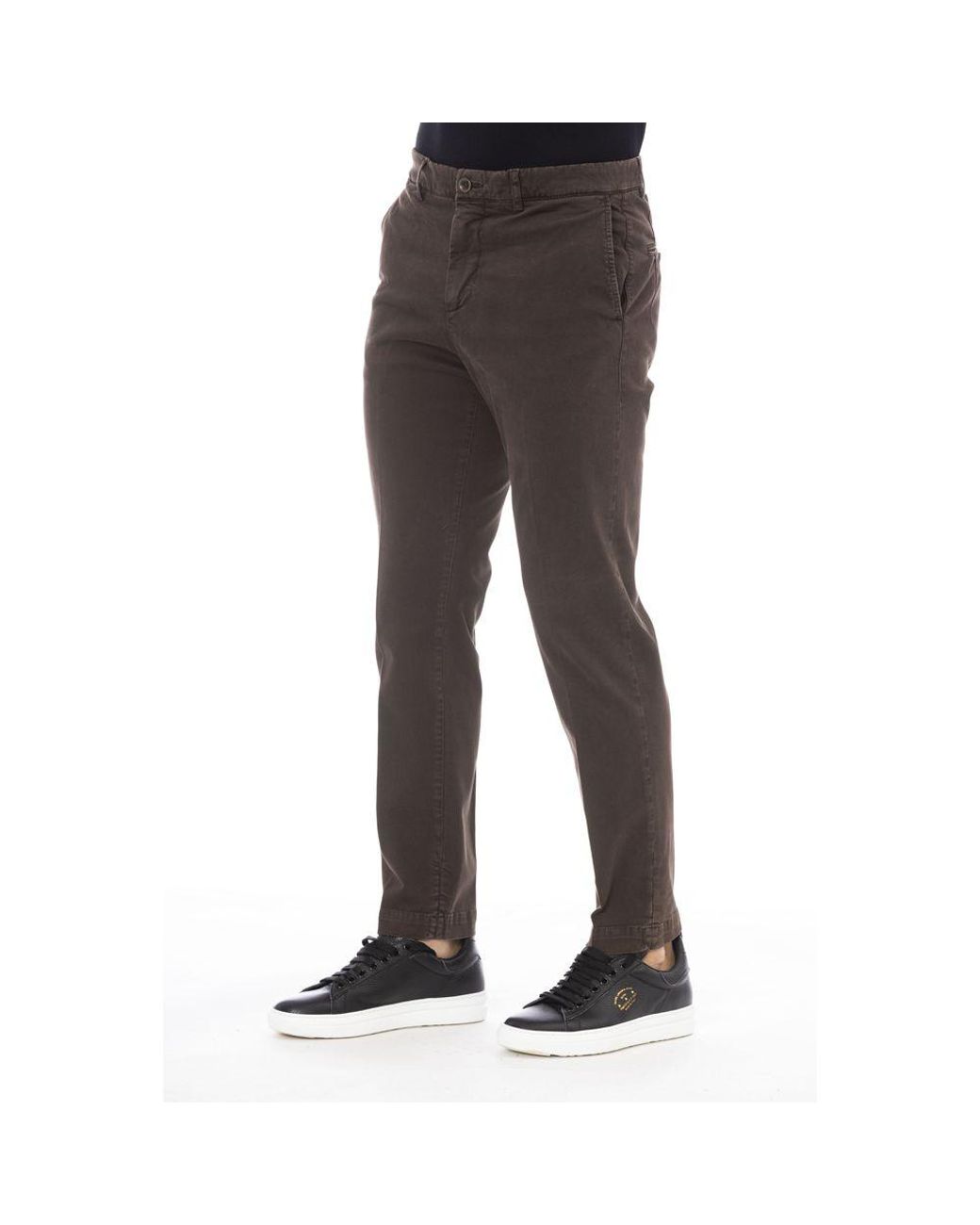 Peserico Black Brown Cotton Men Pants for men