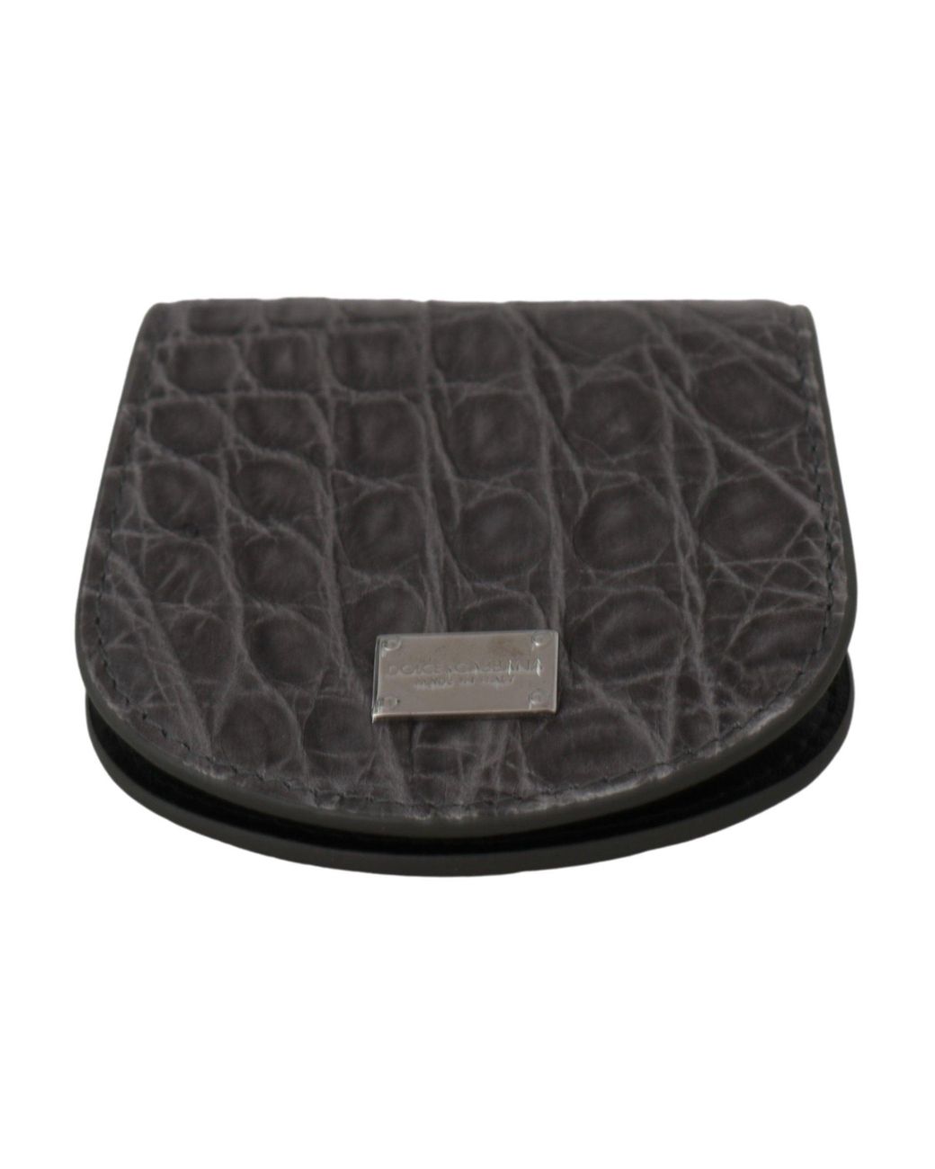 Dolce & Gabbana Gray Exotic Skin Condom Case Holder Pocket Wallet for men