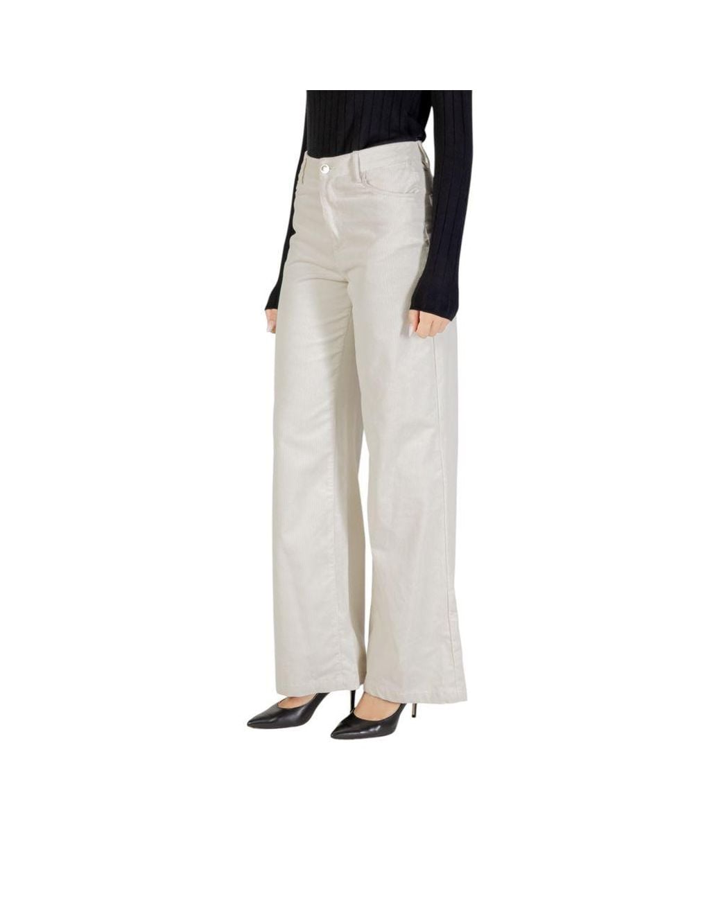 Liu Jo Black Beige Cotton Casual Pants