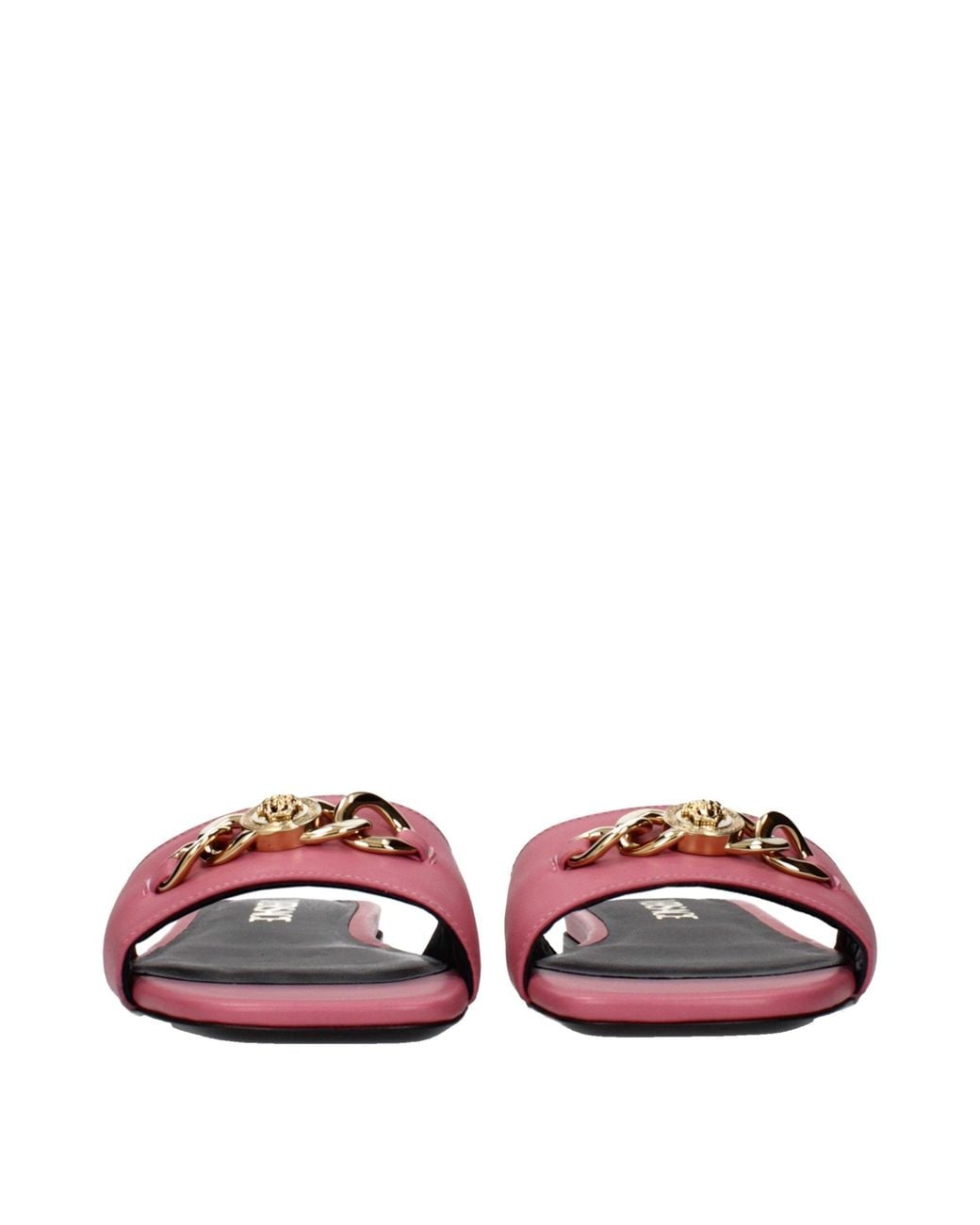 Versace Pink Leather Slippers