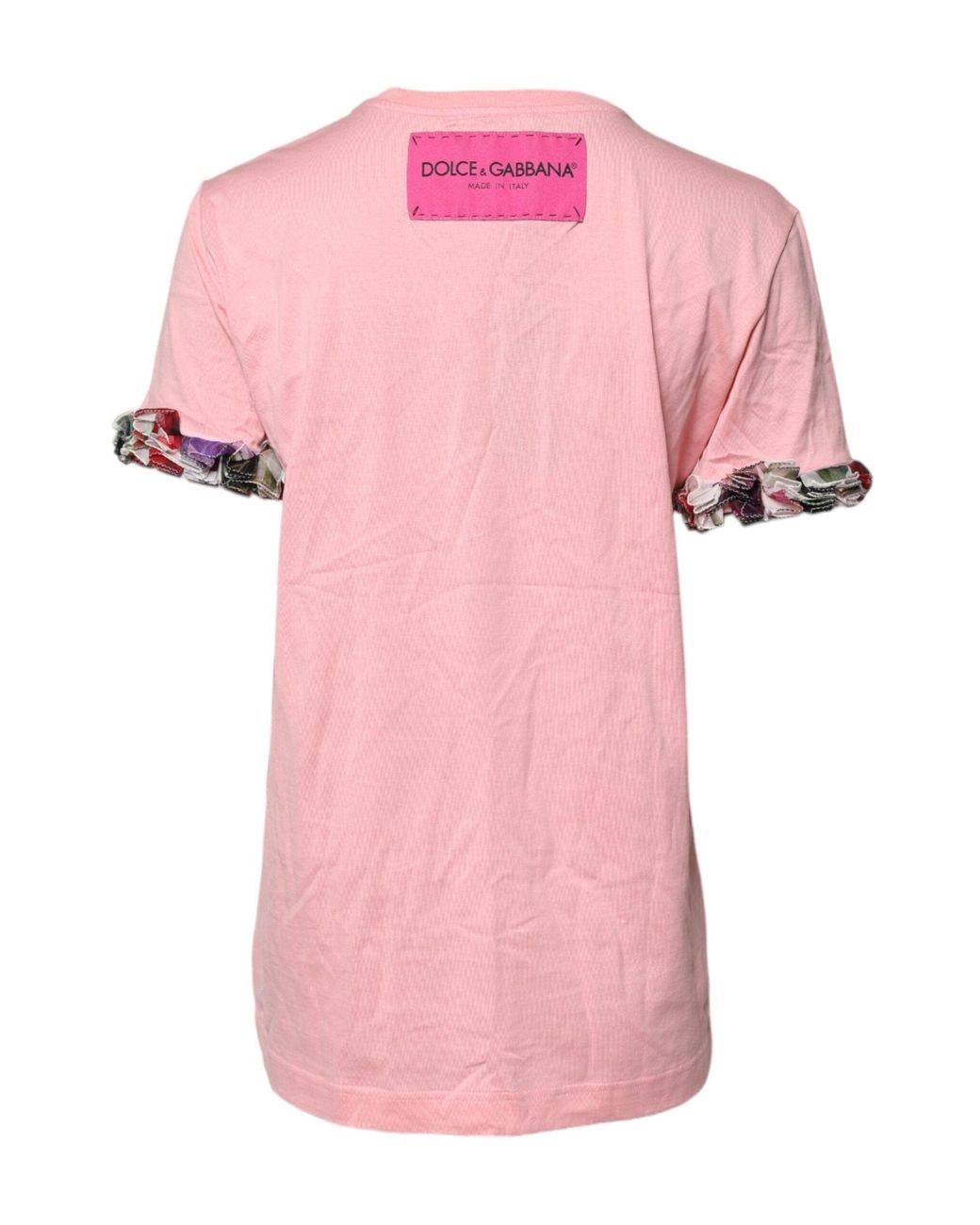 Dolce & Gabbana Pink Logo Print Cotton Crew Neck Tee T for men