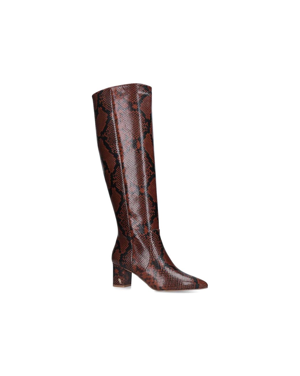 Kurt Geiger Snake Print Block Heel Knee High Boots in Brown - Save 42% -  Lyst