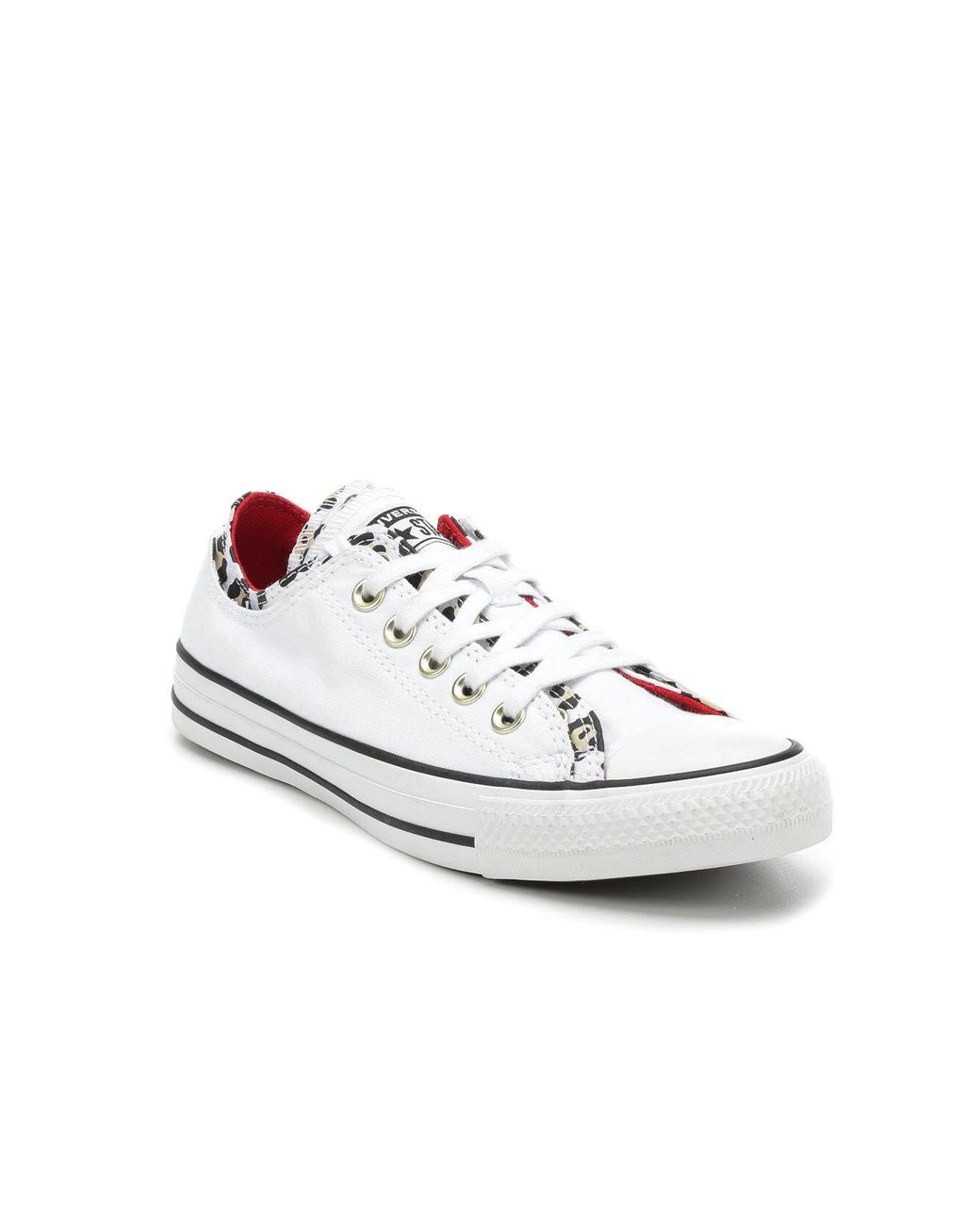 converse white & black double upper leopard trainers