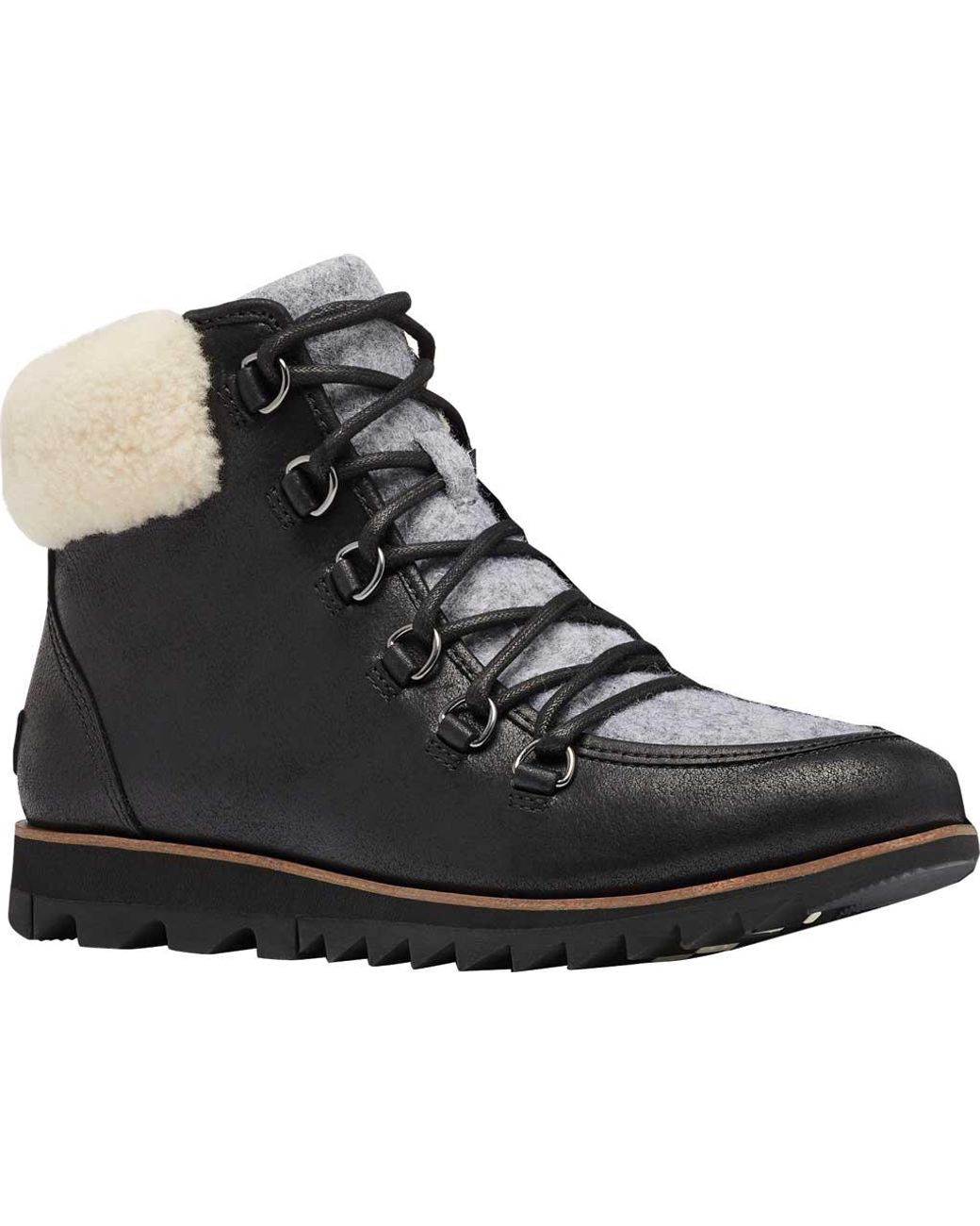 Sorel Rubber Harlow Lace Up Cozy Ankle Bootie in Black - Lyst