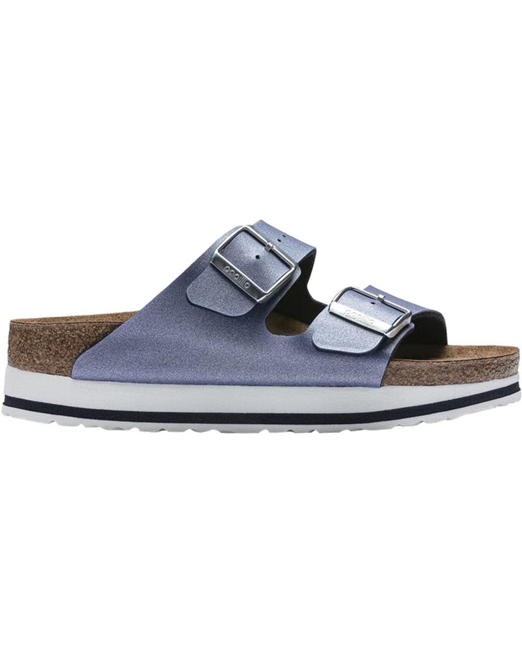 Birkenstock Rubber Arizona Platform Two Strap Slide in Blue - Lyst