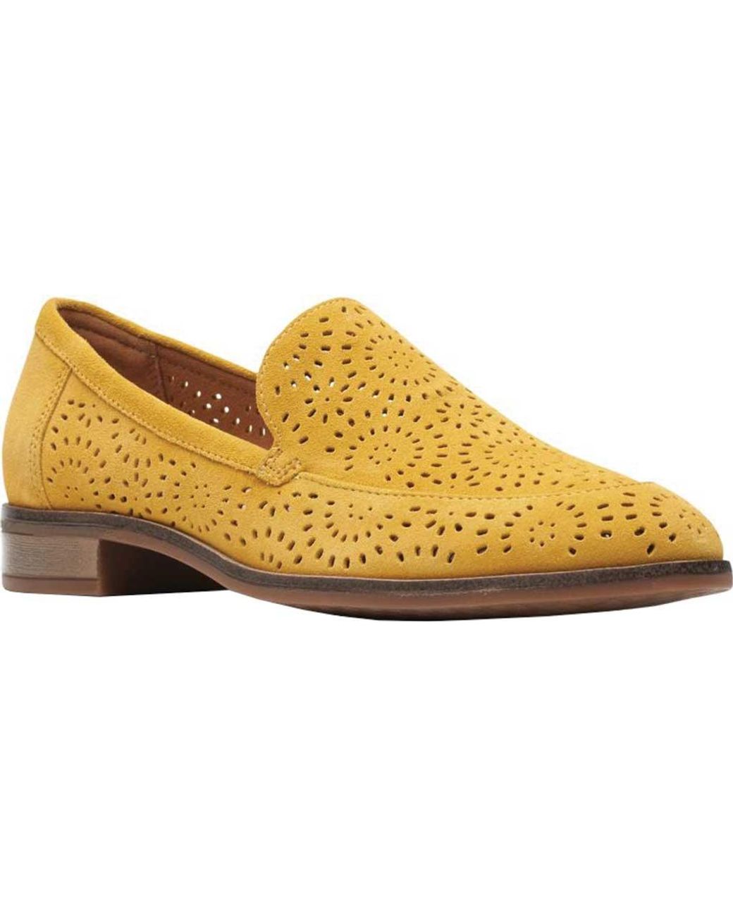 Clarks Suede Trish Calla Loafer in Golden Yellow Suede (Yellow) - Lyst