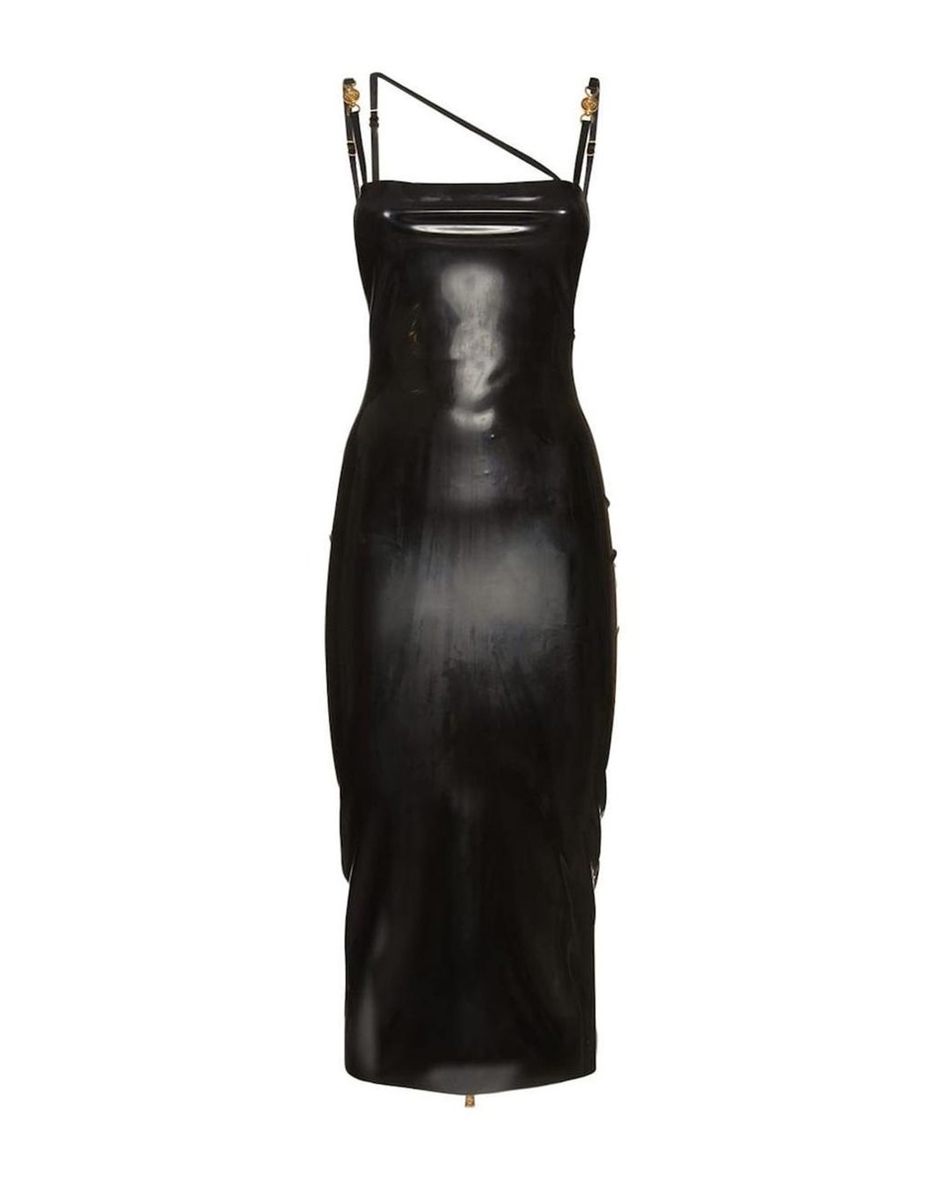 Versace Midi Latex Dress in Black | Lyst
