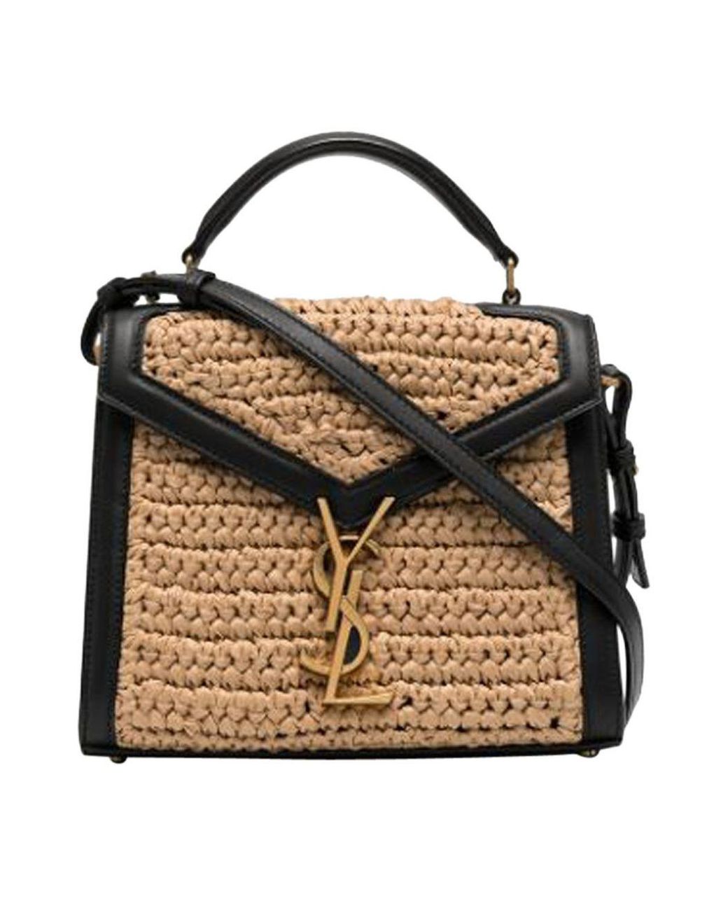 Saint Laurent Leather Cassandra Raffia Bag Lyst