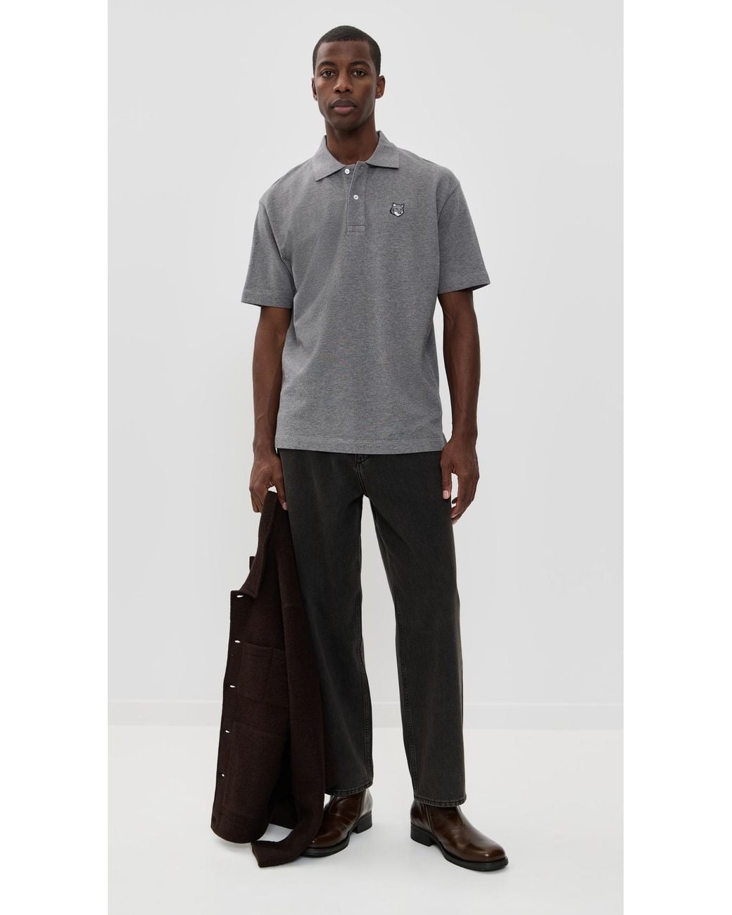 Maison Kitsuné Gray Fox Head Patch Comfort Polo for men