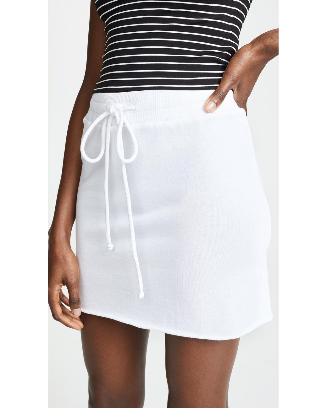 Lanston Drawstring Mini Skirt in White | Lyst