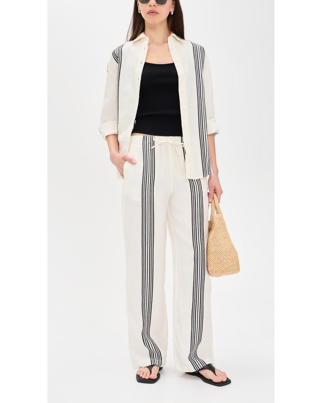 Madewell White Pull-On Linen Pants