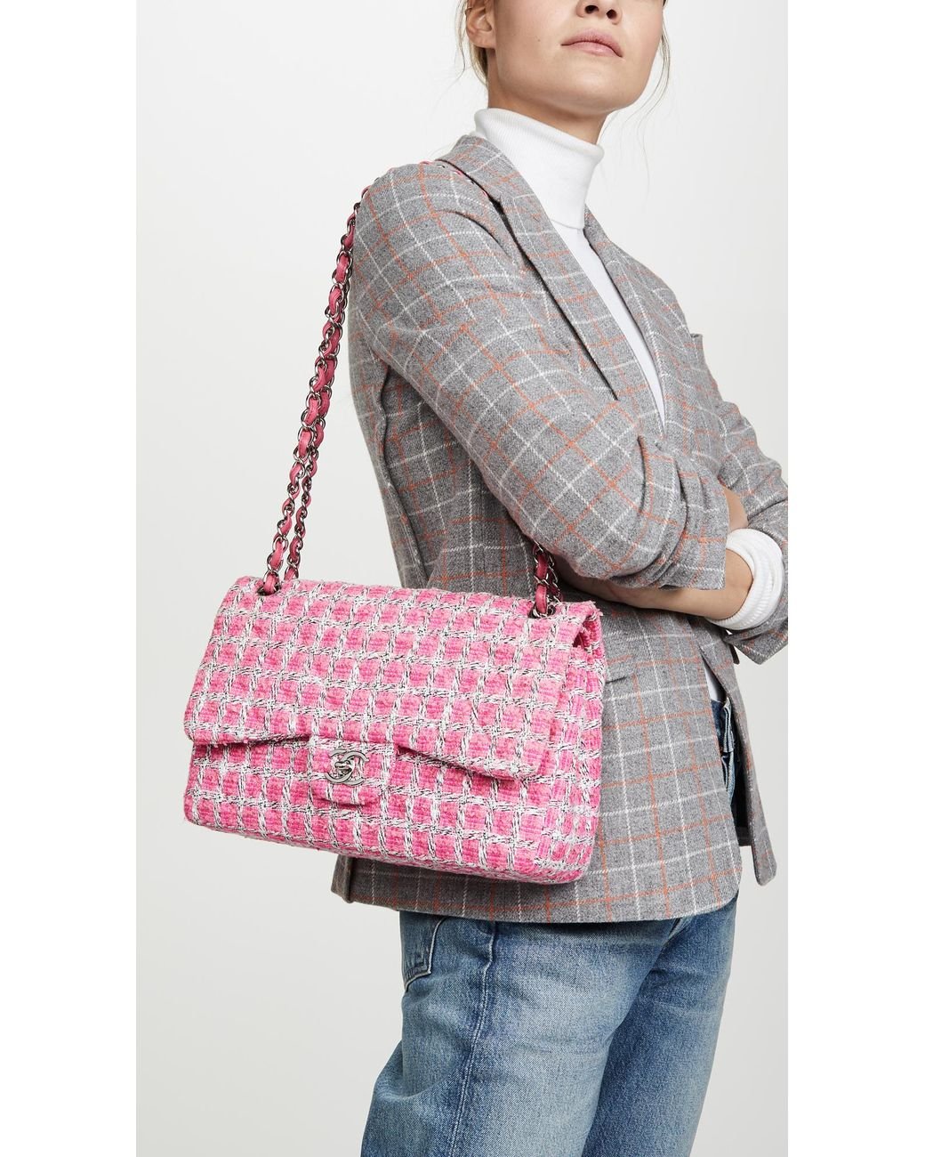 Chanel pink tweed bag hotsell