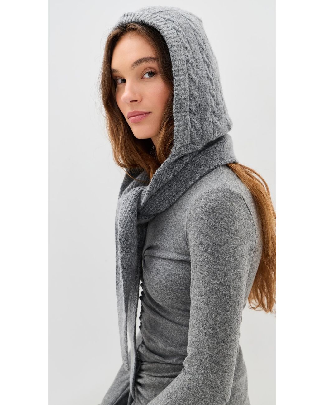 Hat Attack Black Cable Hooded Scarf
