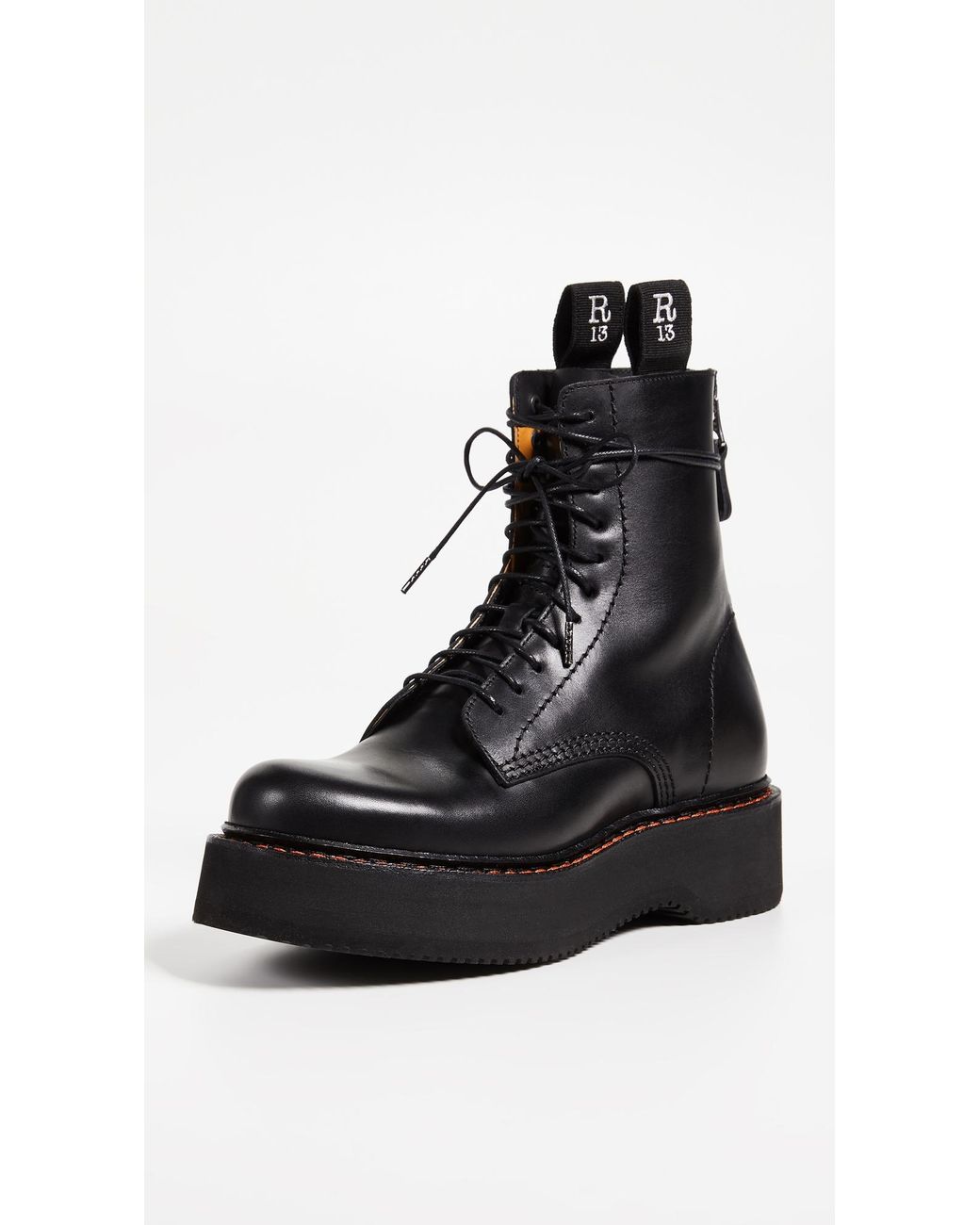 R13 Black Platform Combat Boots