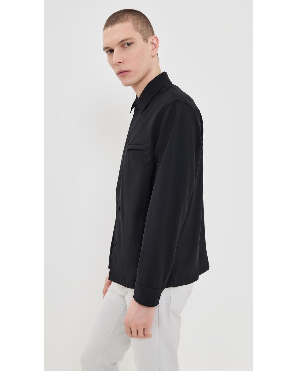 カズ　Theory Precision Ponte Overshirt 黒 Theory Precision Ponte Overshirt in Black for Men | Lyst