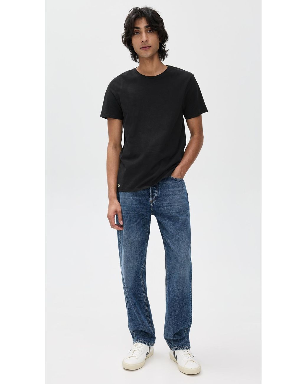 Lacoste Black Cotton Undershirt Crew Tee 3 Pack for men