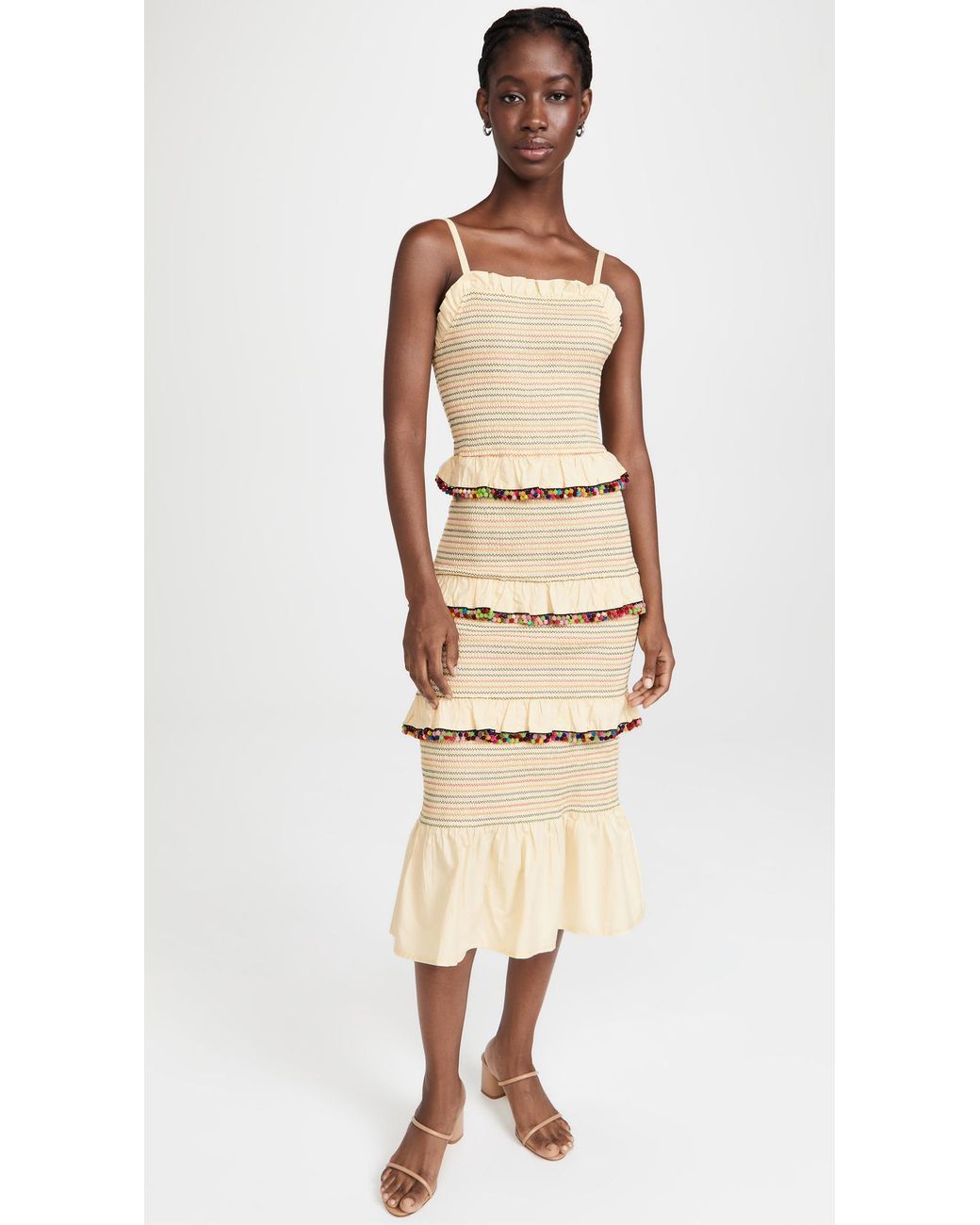 Cotton Pom Pom Rainbow Dress 