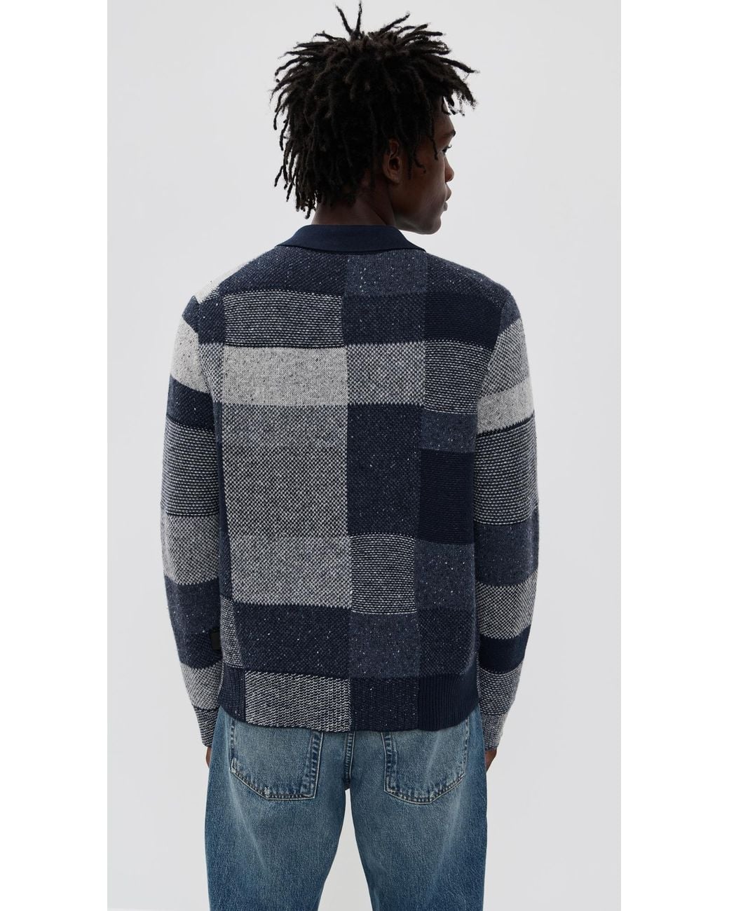 Paul Smith Blue Zip Patchwork Cardigan for men