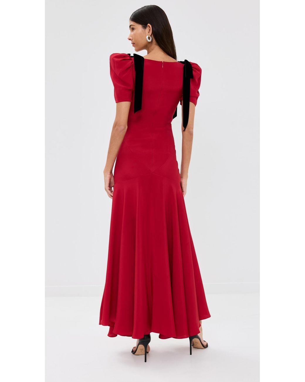 white christmas dresses Brown Silk Chiffon Cape Gown with Ruffle Detail – Rodarte main image 1