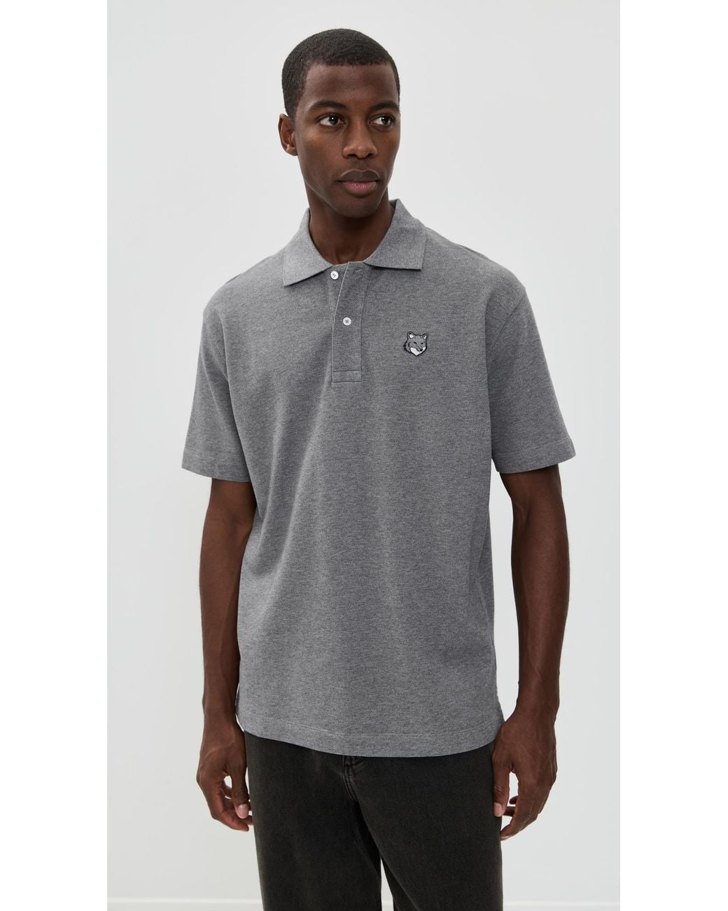 Maison Kitsuné Gray Fox Head Patch Comfort Polo for men