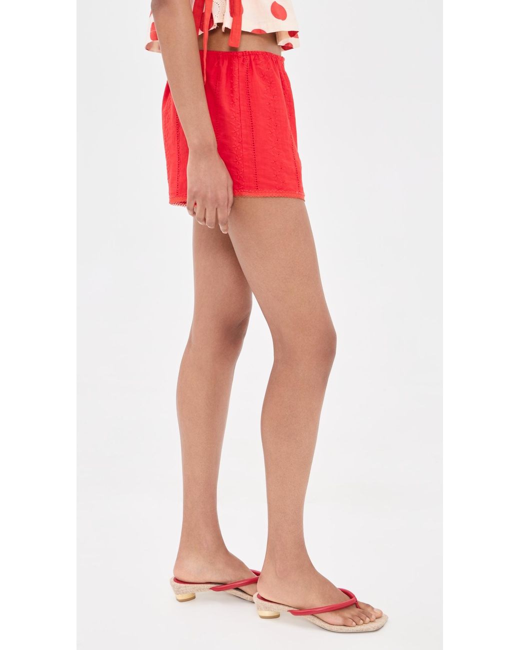 Bailey Rose Red Mini Eyelet Shorts