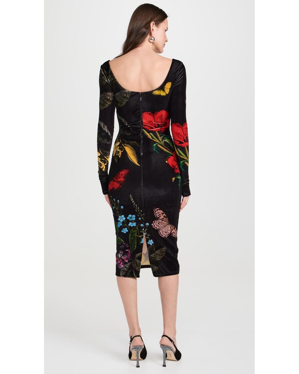 alice and olivia black velvet dress Alice + Olivia Doloris Bell Sleeve Velvet Dress main image 0