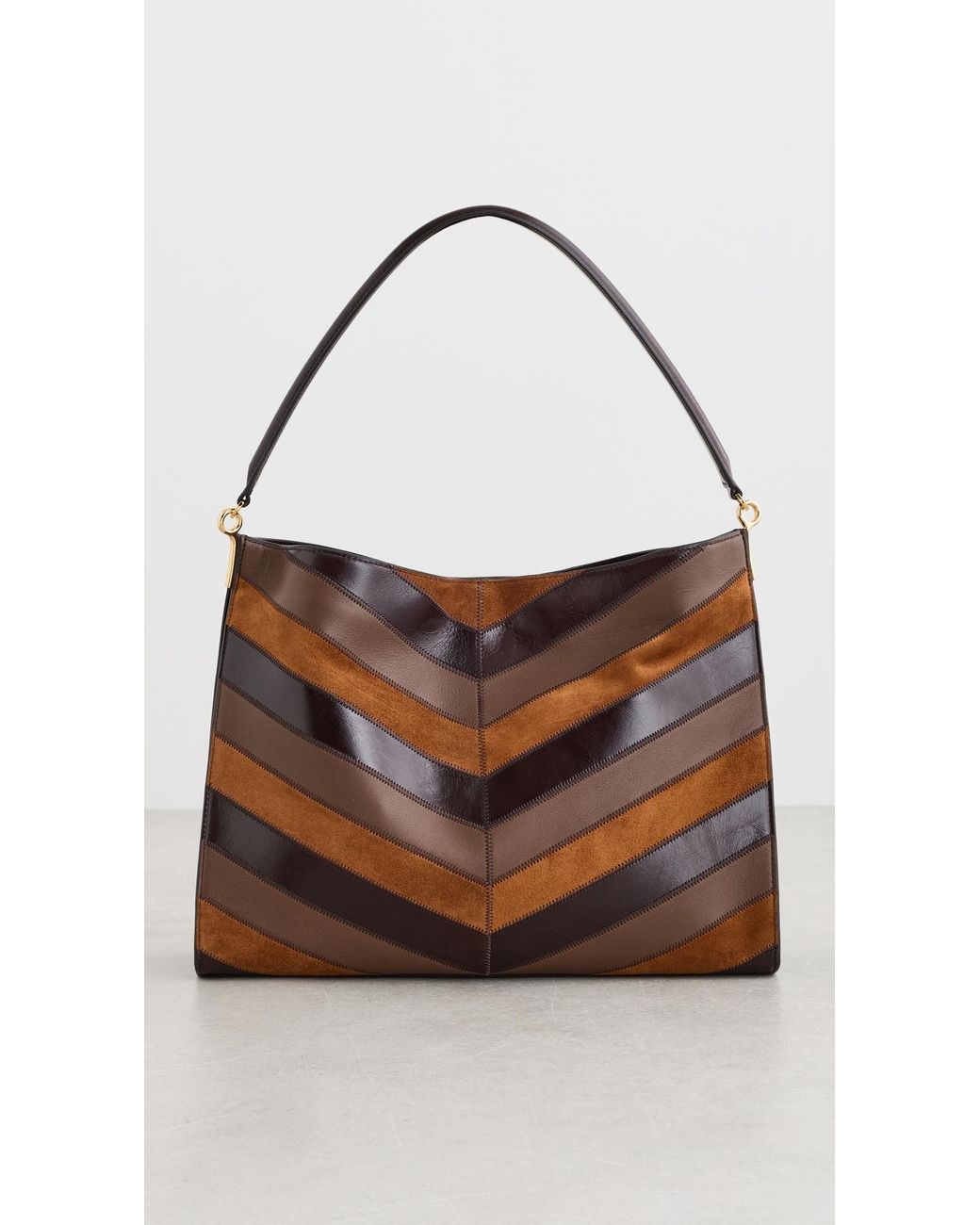 Veronica Beard Brown Chevron Vida Bag