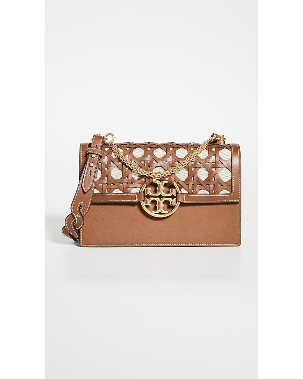 Tory Burch Miller Basketweave Shoulder Bag in Brown Lyst
