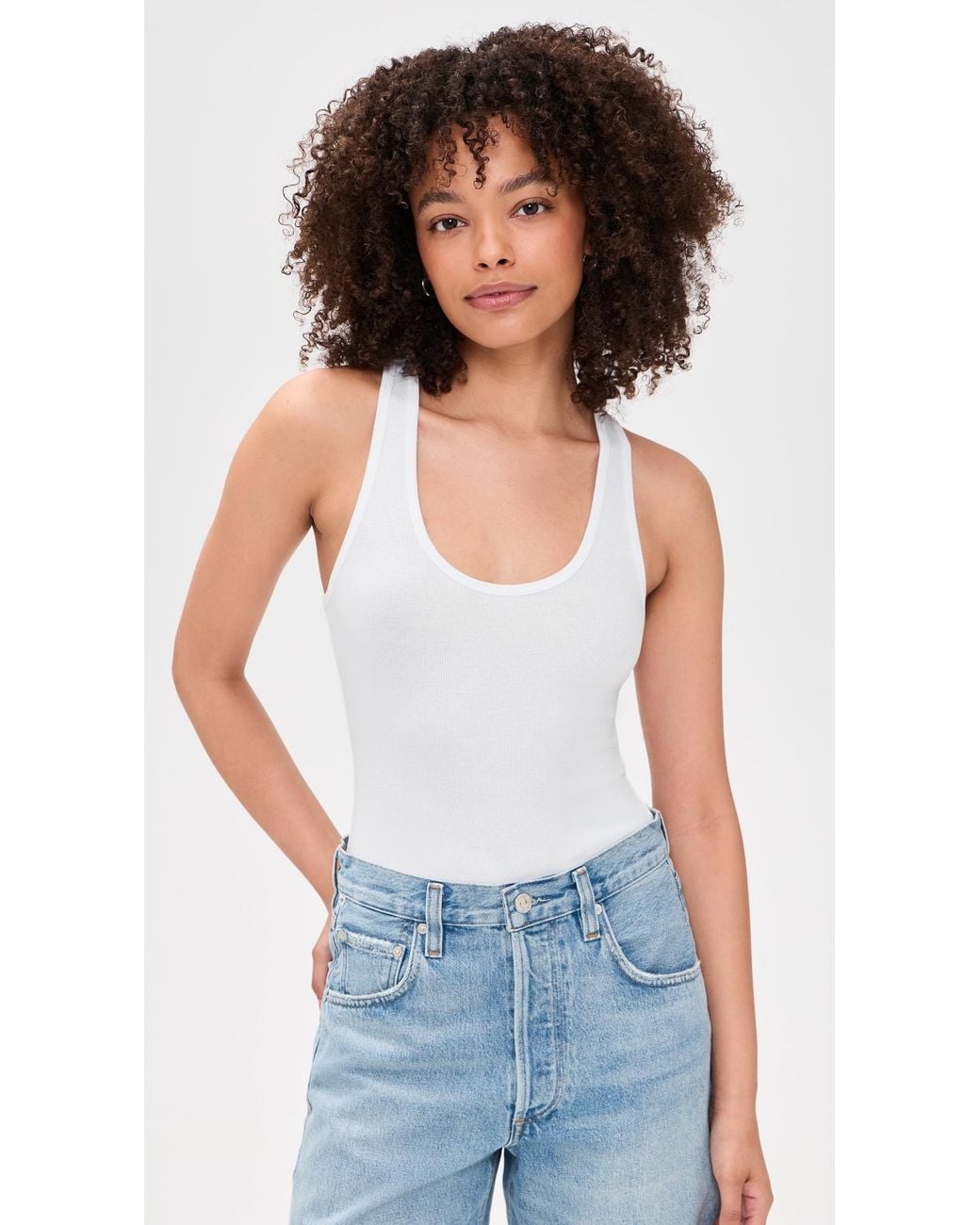 Commando White Better Than Basic Rib Tank Thong Bodysuit