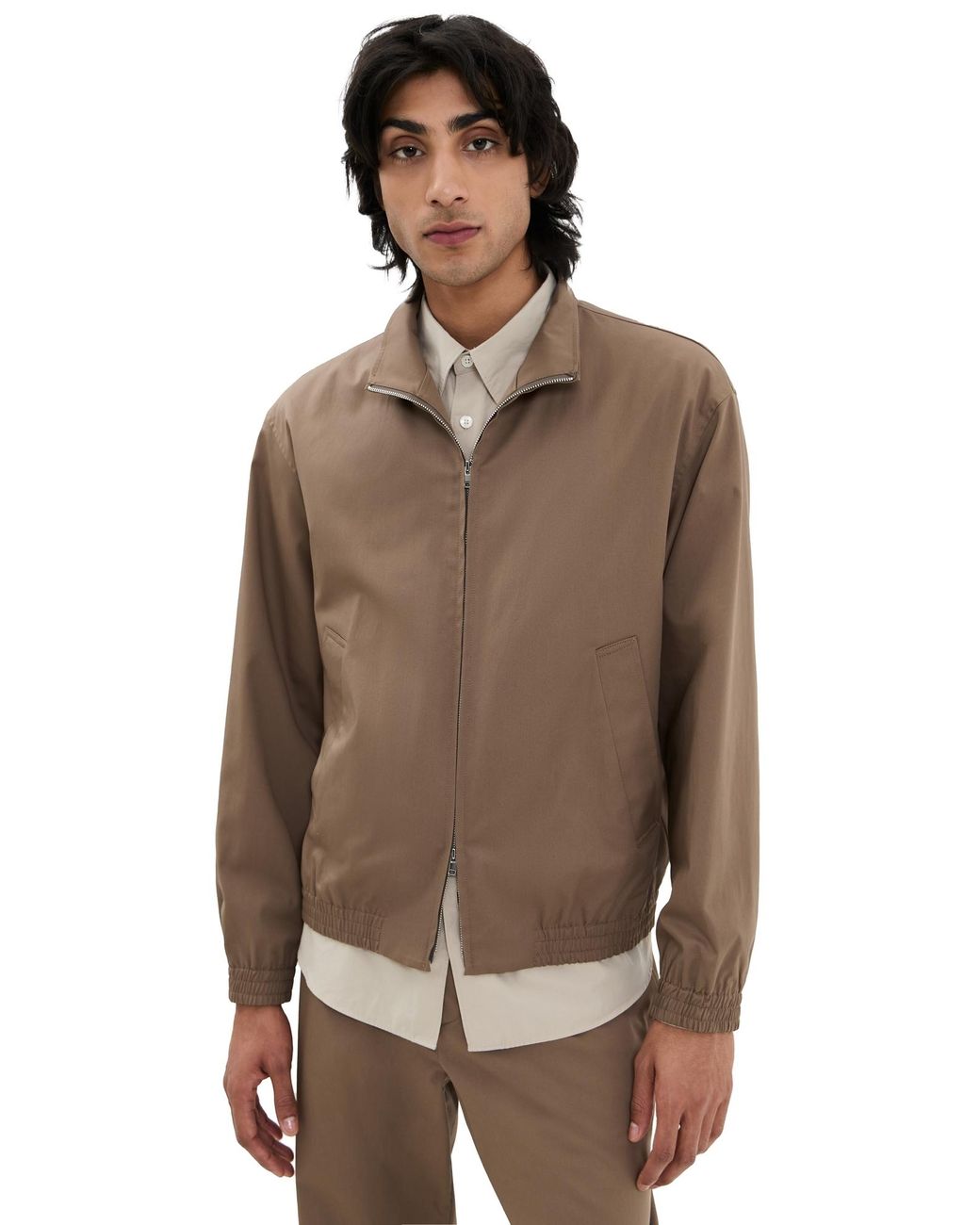 Theory Hanson Twill Zip Jacket in Brown for Men | Lyst
