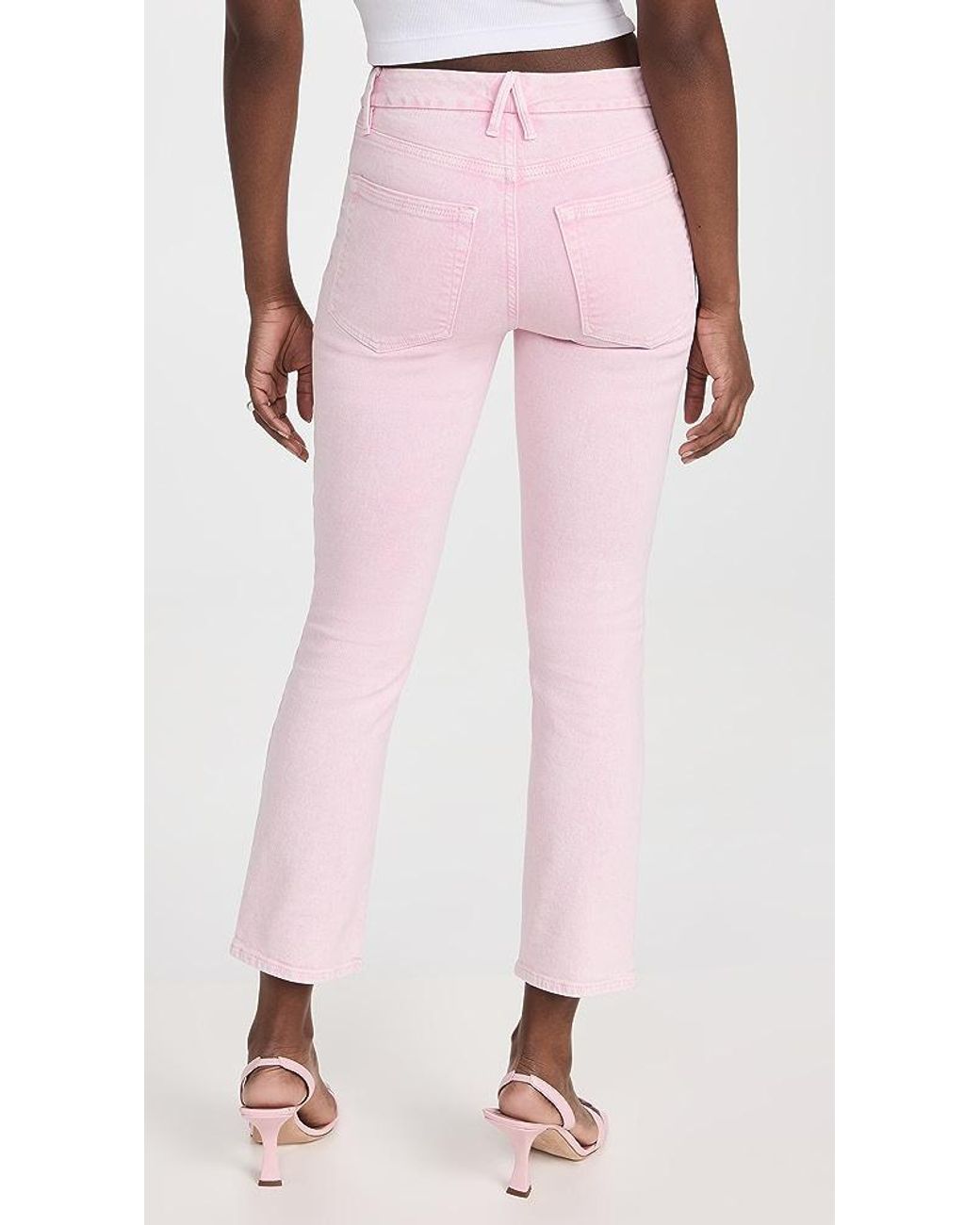 Looking For A Change High Rise Distressed Straight Leg Jeans (Pink)