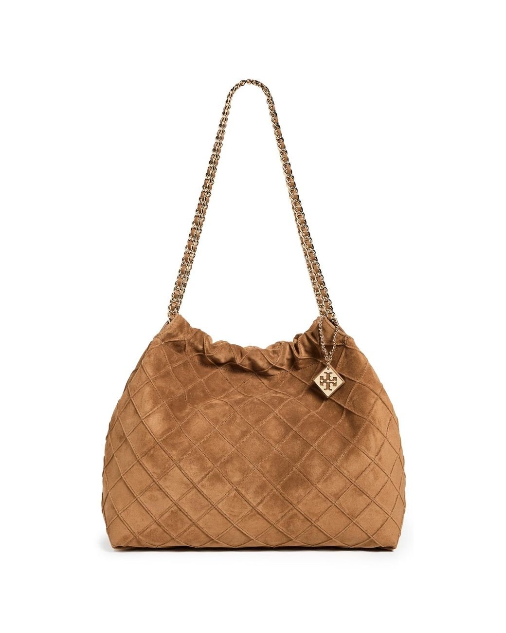 Tory Burch Fleming Soft Distressed Drawstring Hobo in Brown Lyst