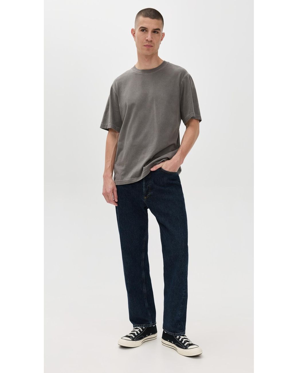 Agolde Gray Asha Mock Neck Tee for men