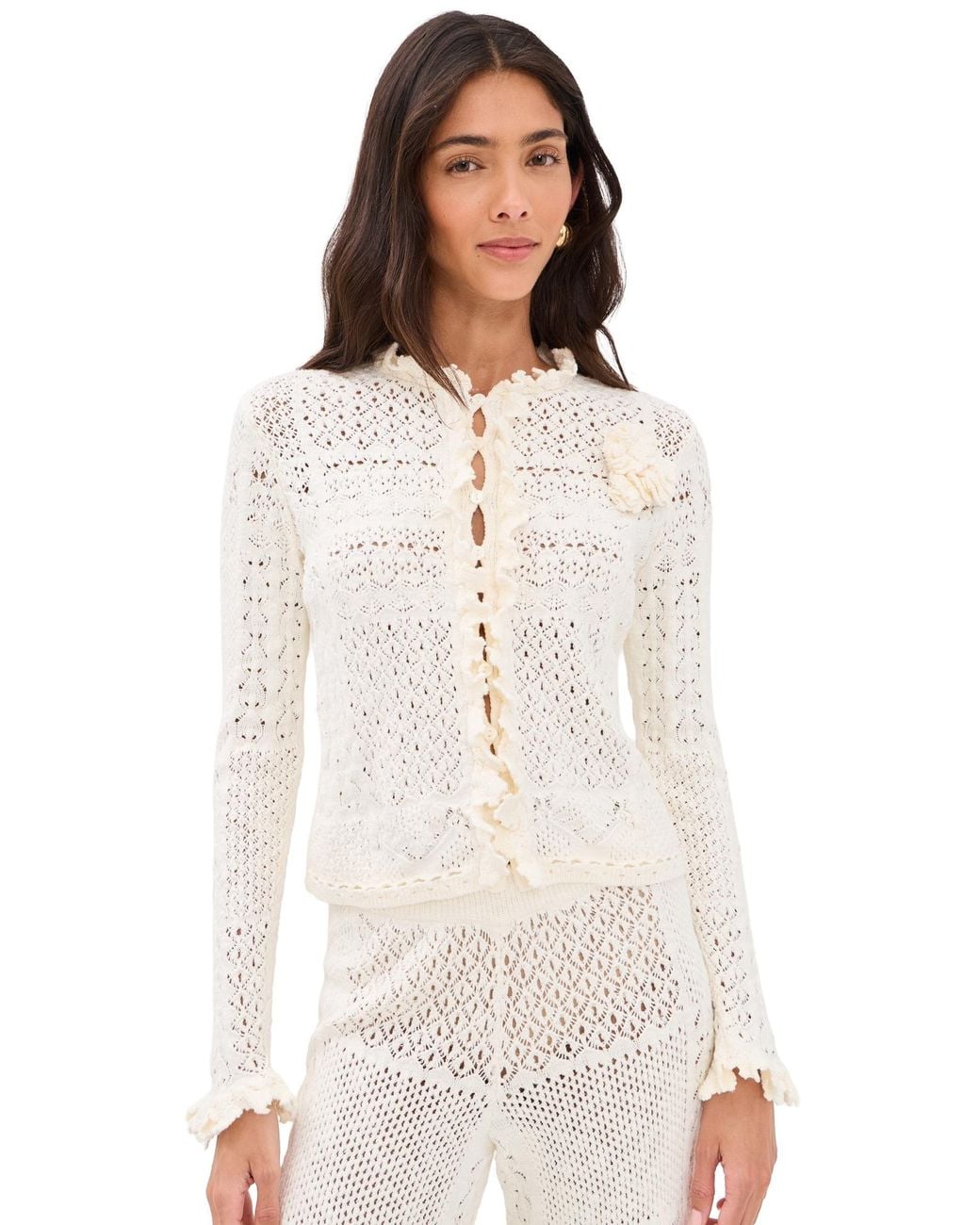 Ba&sh White Soria Cardigan