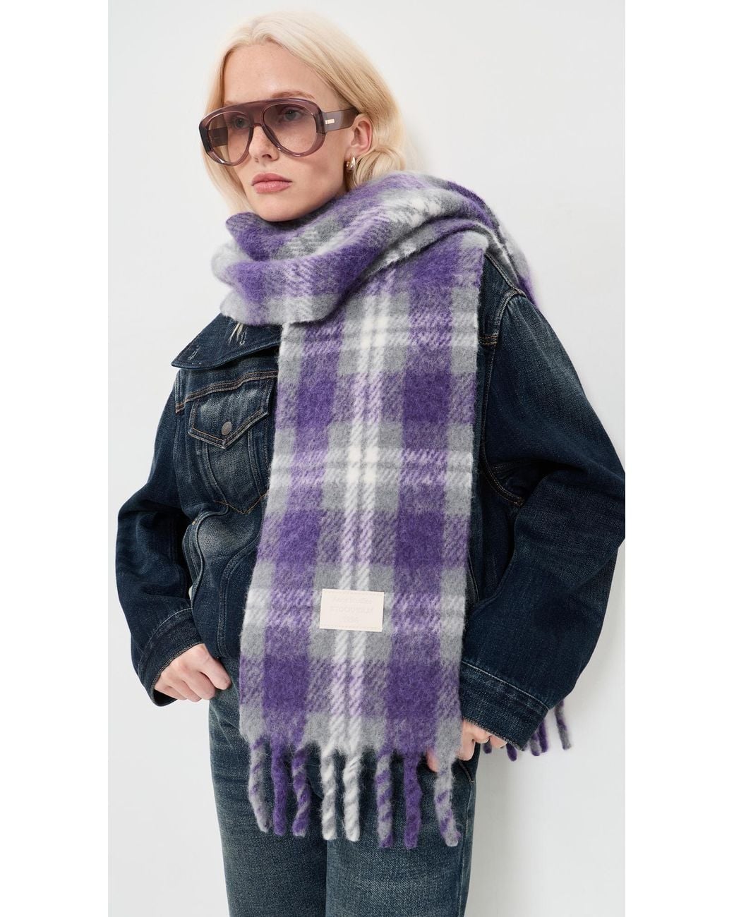 Acne Purple Valley Check Scarf