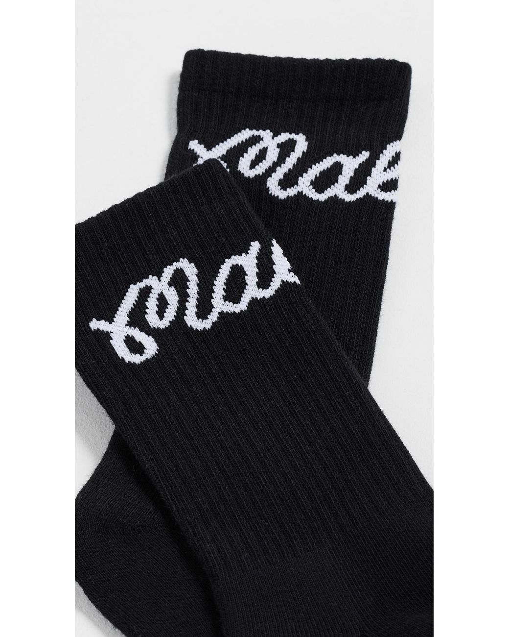 Malbon Black Bon Script Crew Socks for men