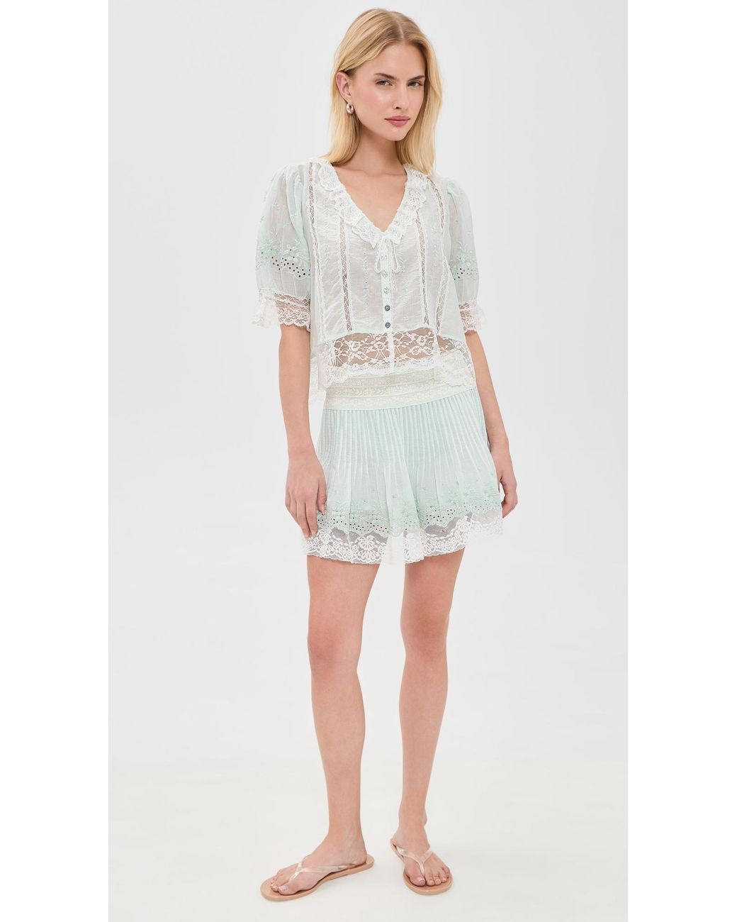 LoveShackFancy Blue Levant Skirt