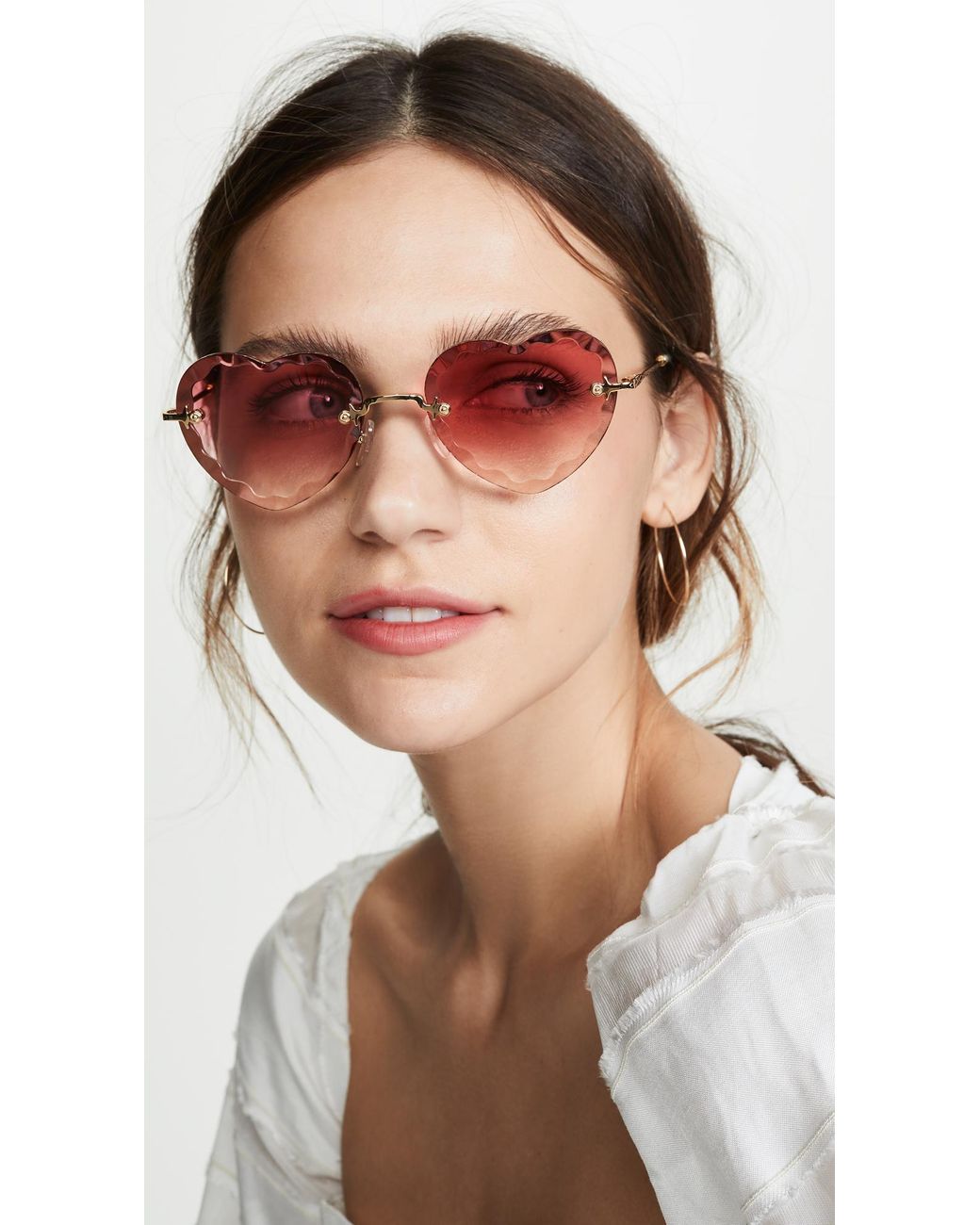 Chloé Rosie Scalloped Heart Sunglasses in Pink | Lyst